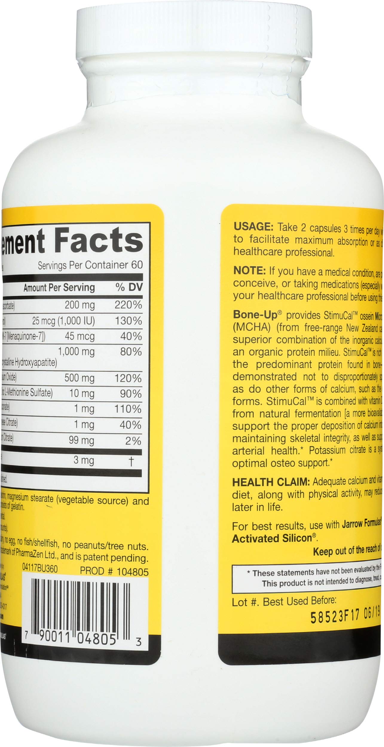 Jarrow Formulas BoneUp for Bone Density - Vitamin D3 and K2, Calcium Support, 360 Capsules, Promotes Skeletal Nutrition, Up to 60 Days Supply Jarrow Formulas uk supplements