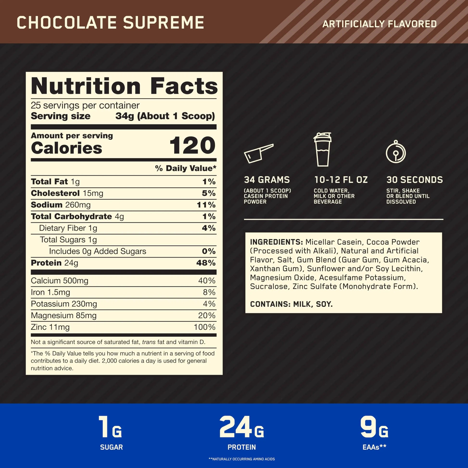 Optimum Nutrition Gold Standard 100% Micellar Casein Protein Powder, Slow Digesting, Helps Keep You Full, Overnight Muscle Recovery, Chocolate Supreme, 2 Pound (Packaging May Vary) Optimum Nutrition uk supplements