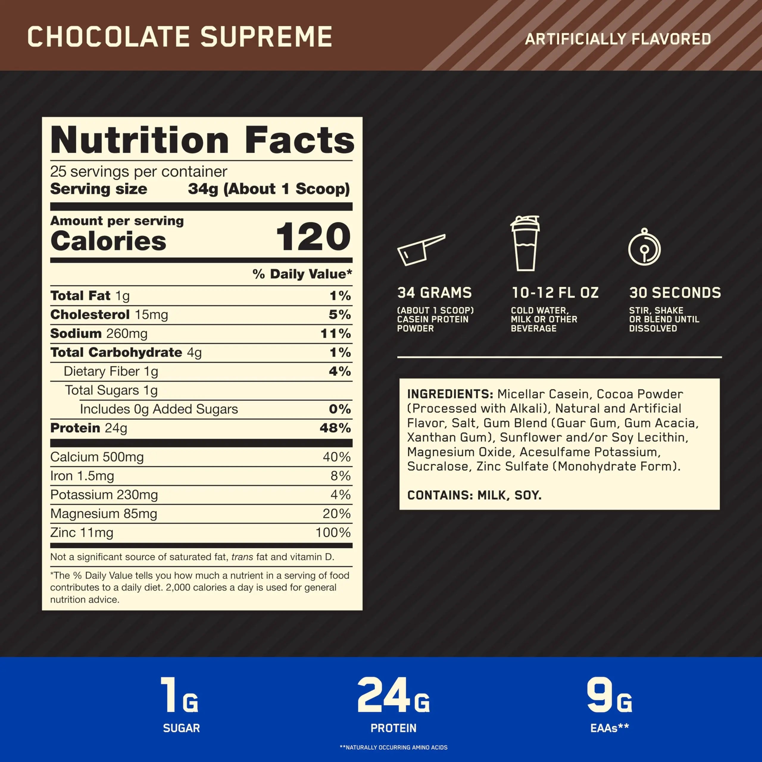 Optimum Nutrition Gold Standard 100% Micellar Casein Protein Powder, Slow Digesting, Helps Keep You Full, Overnight Muscle Recovery, Chocolate Supreme, 2 Pound (Packaging May Vary) Optimum Nutrition uk supplements
