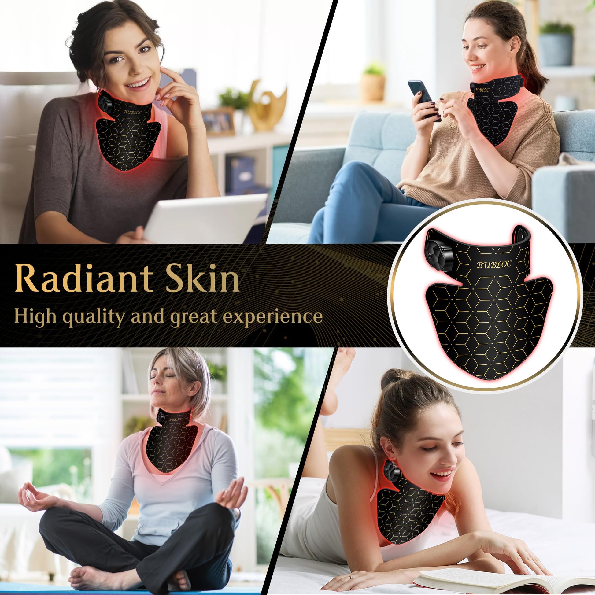 Upgraded Red Light Therapy Mask for Neck & Décolleté, 850 nm Wireless Infrared Light Therapy Suitable BUBLOC uk supplements