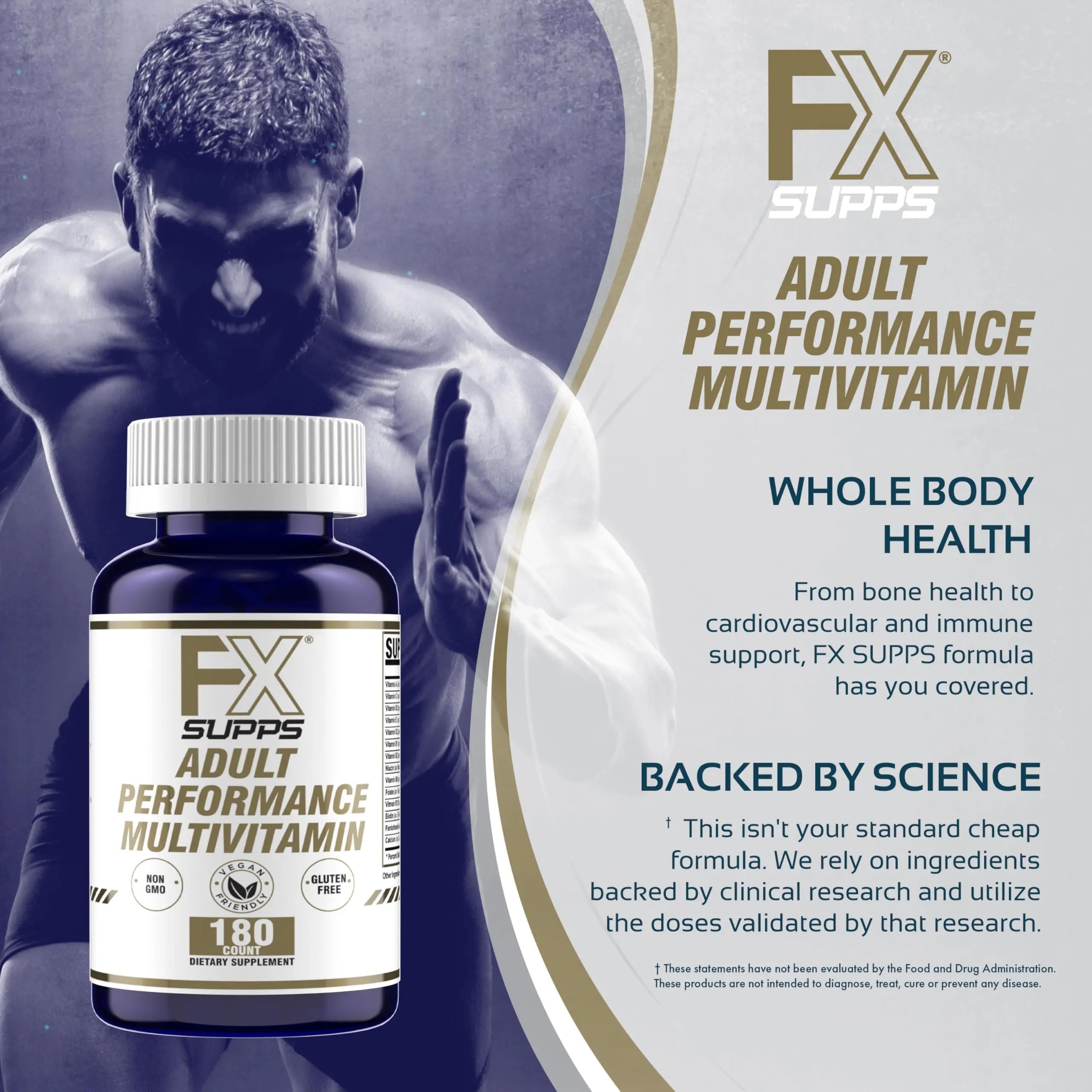 FXSUPPS Performance Multi-Vitamin with Amino Acids, Beta-Alanine and L-Carnitine, Enhanced Performance and Recovery, 180 Tablets FXSUPPS uk supplements