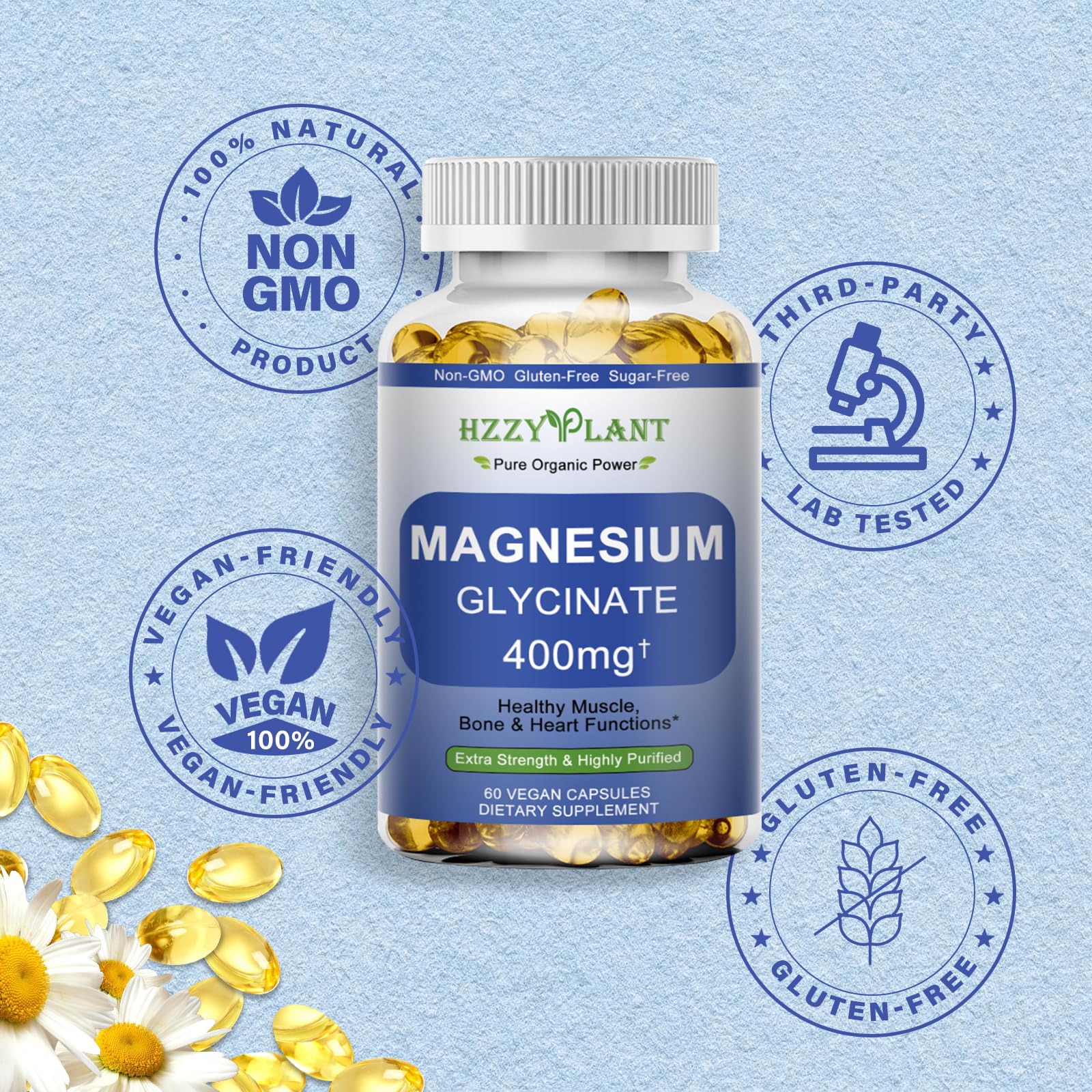 Magnesium Glycinate Softgels, High Absorption Magnesium Glycinate 400mg Supplement for Muscle, Heart, Sleep & Bone Support, Bisglycinate Softgel Capsules Supplement, Vegan, Non-GMO, 2 Month Supply HZZYPLANT uk supplements