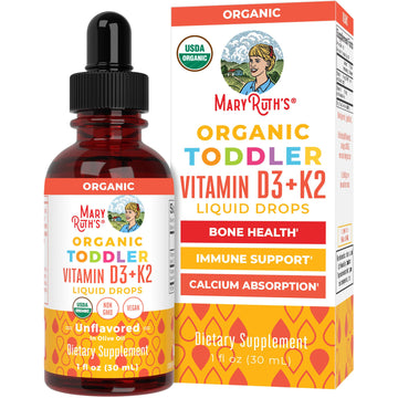 MaryRuth Organics Vitamin D3 | Vitamin K2 | Vitamin D3 K2 Drops | K2 D3 Vitamin Liquid Supplement for Toddlers | Kids Supplement for Calcium Absorption Strong Bones | Vegan | Gluten Free | 1 Fl Oz MARYRUTH'S uk supplements