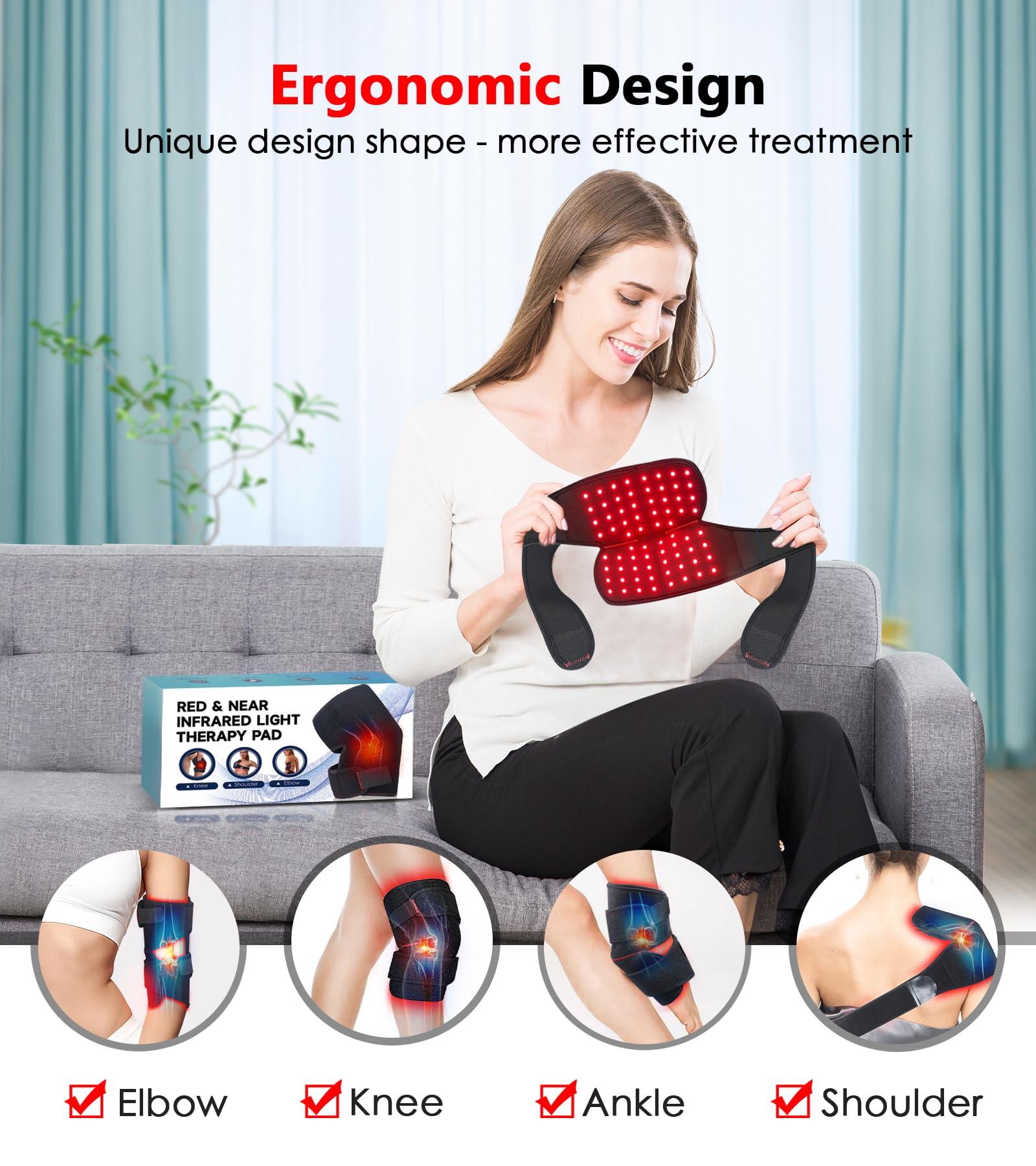 Red Light Therapy for Knee, Infrared Red Light Therapy Device Wrap Belt with 660nm Red Light RUISQM uk supplements