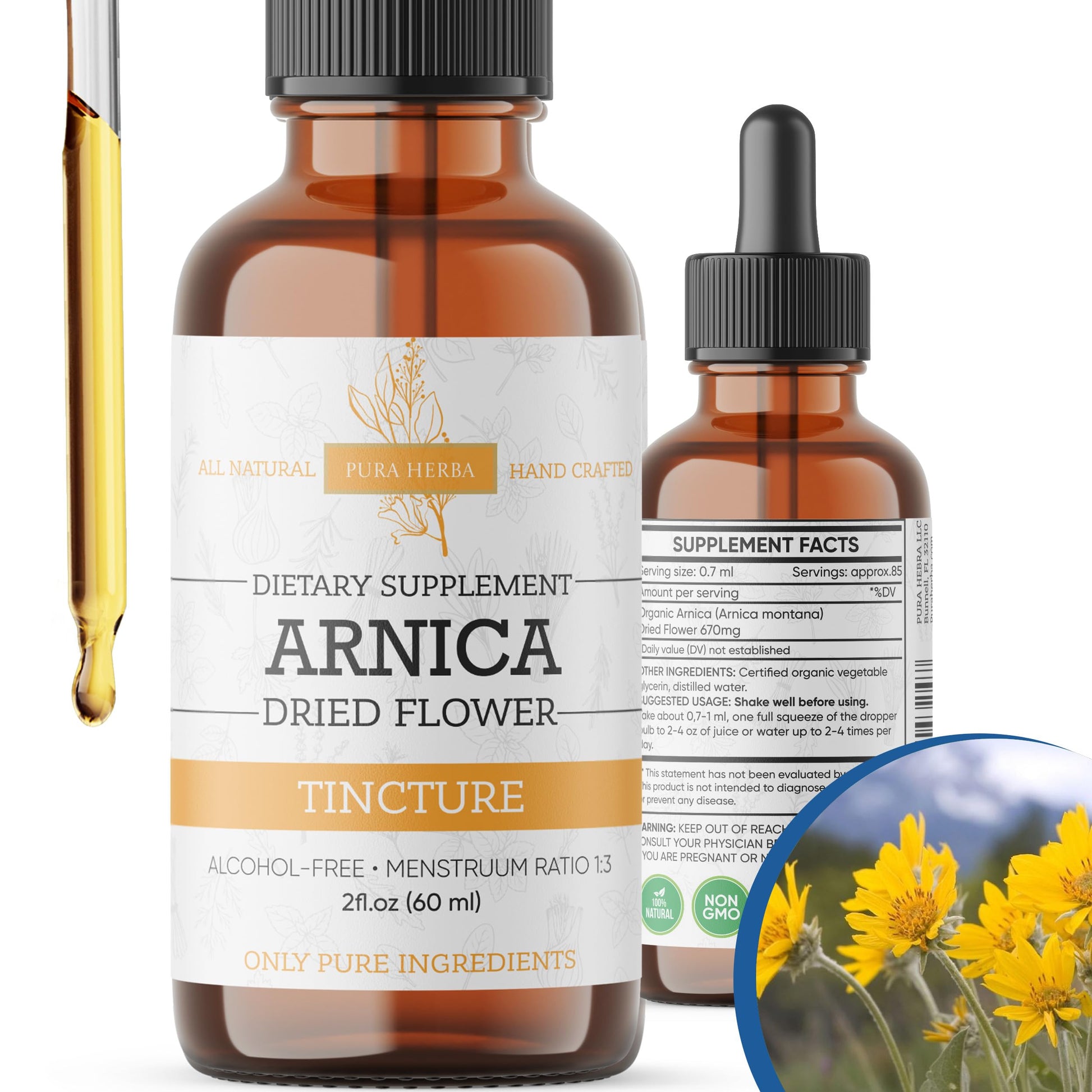 Pura Herba Arnica Liquid Extract – Alcohol-Free, Vegan, Supports Muscle Recovery & Joint Comfort, Fast-Absorbing Tincture, Made in USA – 2 Fl Oz Pura Herba uk supplements