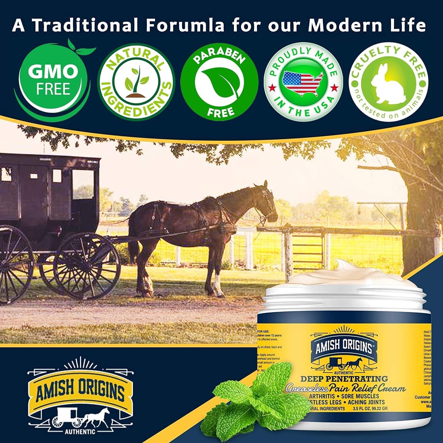 Amish Origins Arthritis Pain Relief Cream - 7 oz - Maximum Strength Deep Penetrating for Joint, Muscle, Knee, Back, Feet, Hand, Ankle, Aches, Neuropathy Amish Origins uk supplements