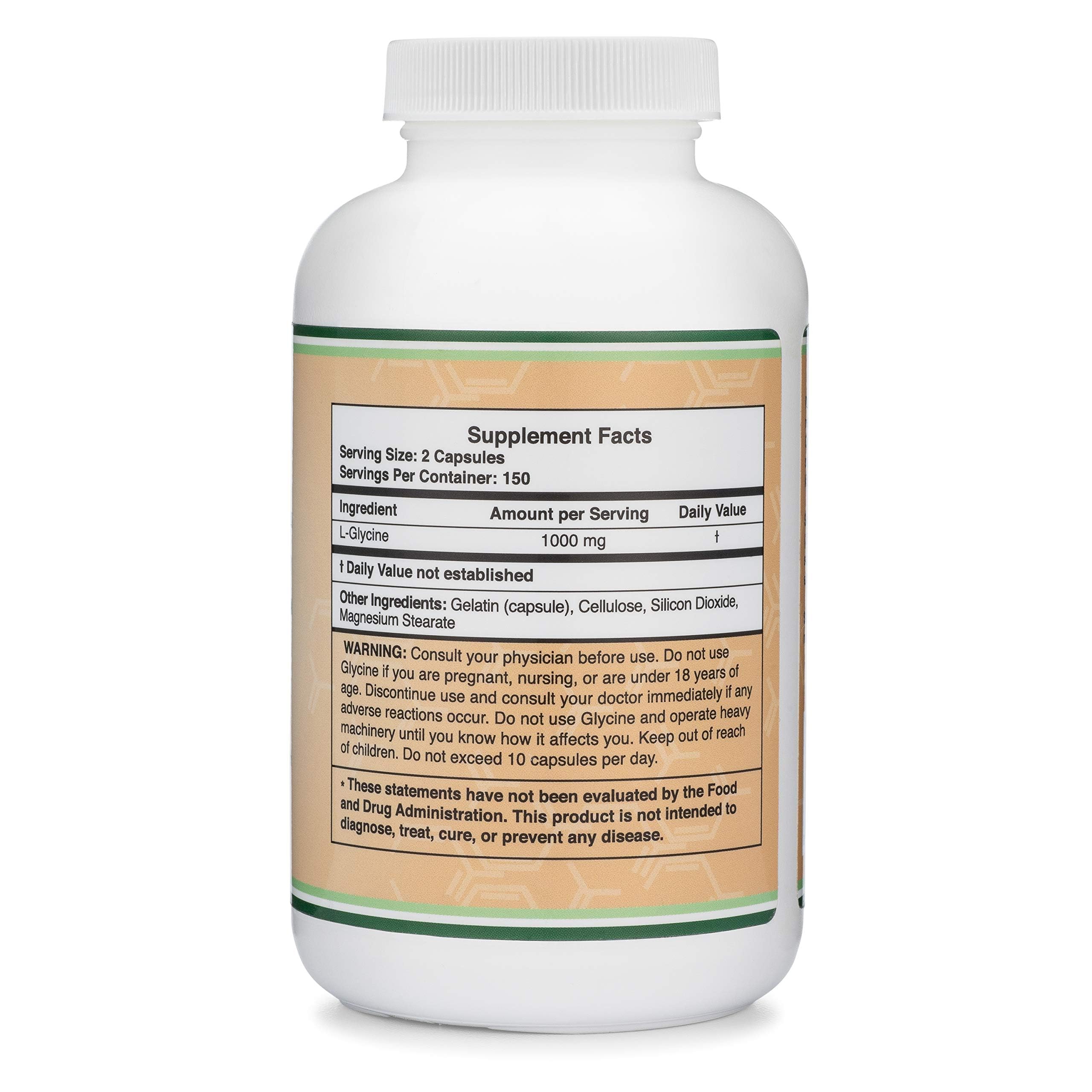 Glycine Supplement - 1,000mg Glycine Powder per Serving (300 Capsules) The Relaxing Amino Acid (Glicina) (Third Party Tested, Gluten Free, Non-GMO) by Double Wood Double Wood Supplements uk supplements
