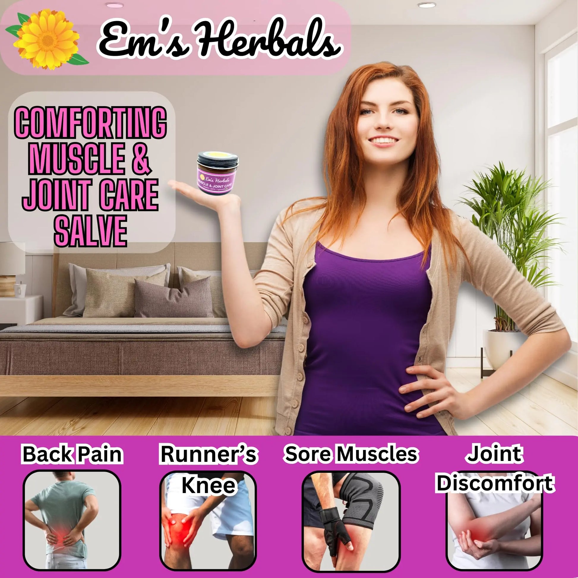 Em's Herbals, Muscle & Joint Care Arnica Salve - Amplified Arnica Salve Made with Menthol Crystals, and Effective Essential Oils to Penetrate Deep into Muscles, Joints, and Back Discomfort (2 oz) Em's Herbals uk supplements