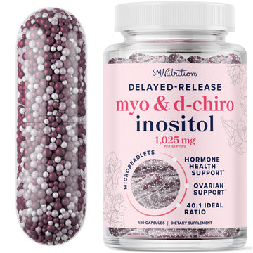 Myo-Inositol & D-Chiro Inositol for Hormone Balance for Women | Microbeadlets to Regulate Menstrual Cycle & Support Ovarian Health | 40:1 Ratio Myo & D Chiro | Non-GMO | 120 Ct (1 Month Supply) SMNutrition uk supplements