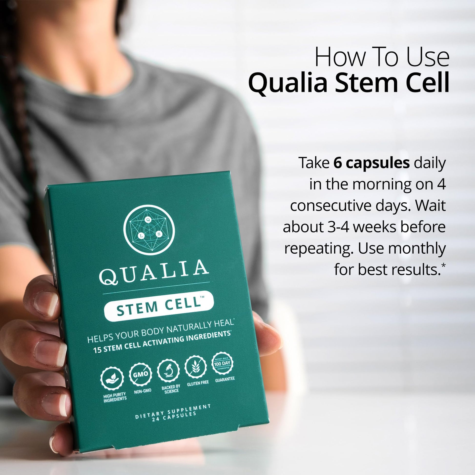Qualia Stem Cell — Stem Cell Supplement Support with Royal Jelly, Astragalus & Sea Buckthorn | 16 Ingredients | 4 Days a Month | Helps Body Naturally heal* QUALIA LIFE SCIENCES uk supplements