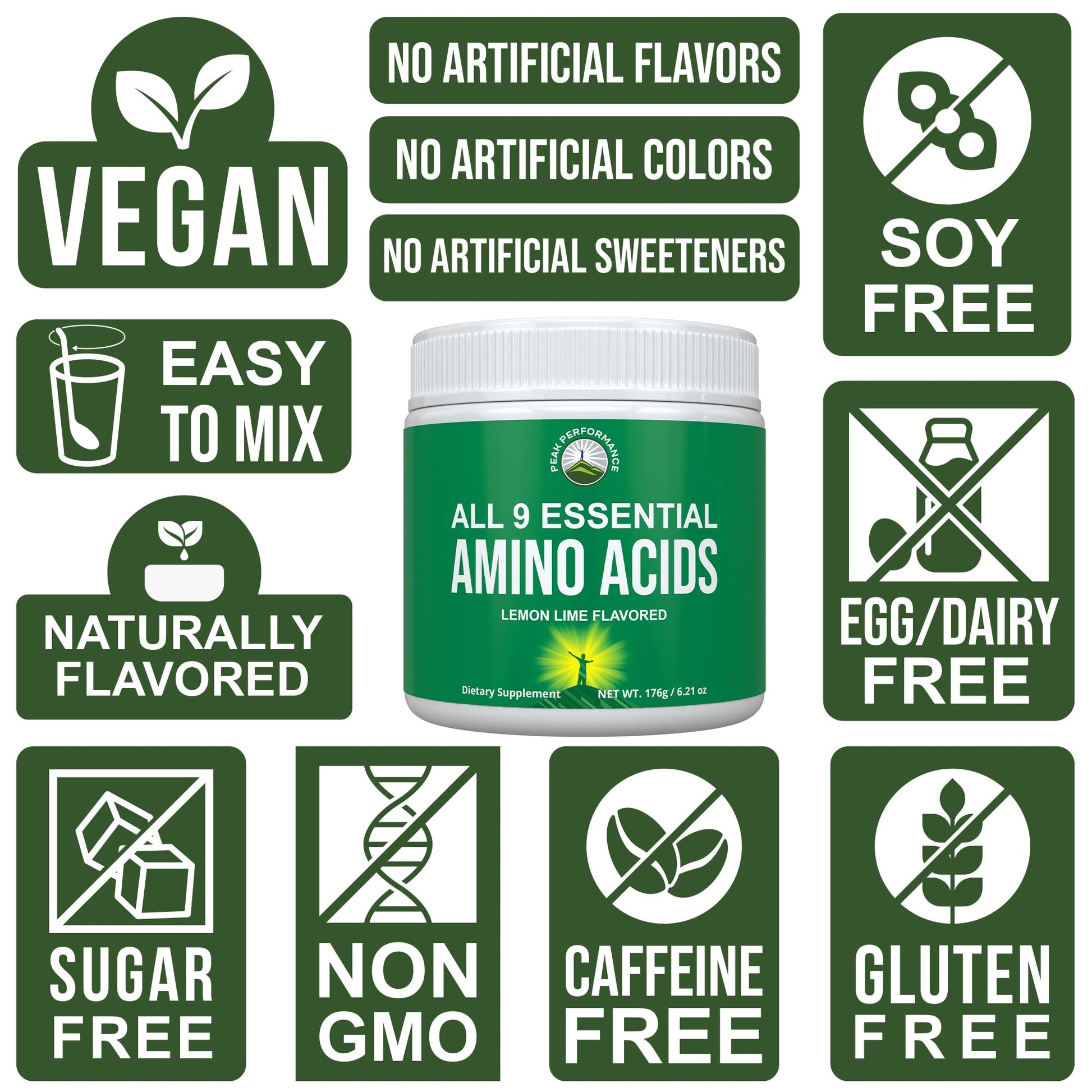 All 9 Essential Amino Acids Powder. Pre + During + Post Workout with EAAs + BCAAs for Energy, Muscle Growth, and Recovery. Non-GMO BCAA and EAA Powders for Men + Women. 3rd Party Tested. Lemon Lime Peak Performance uk supplements