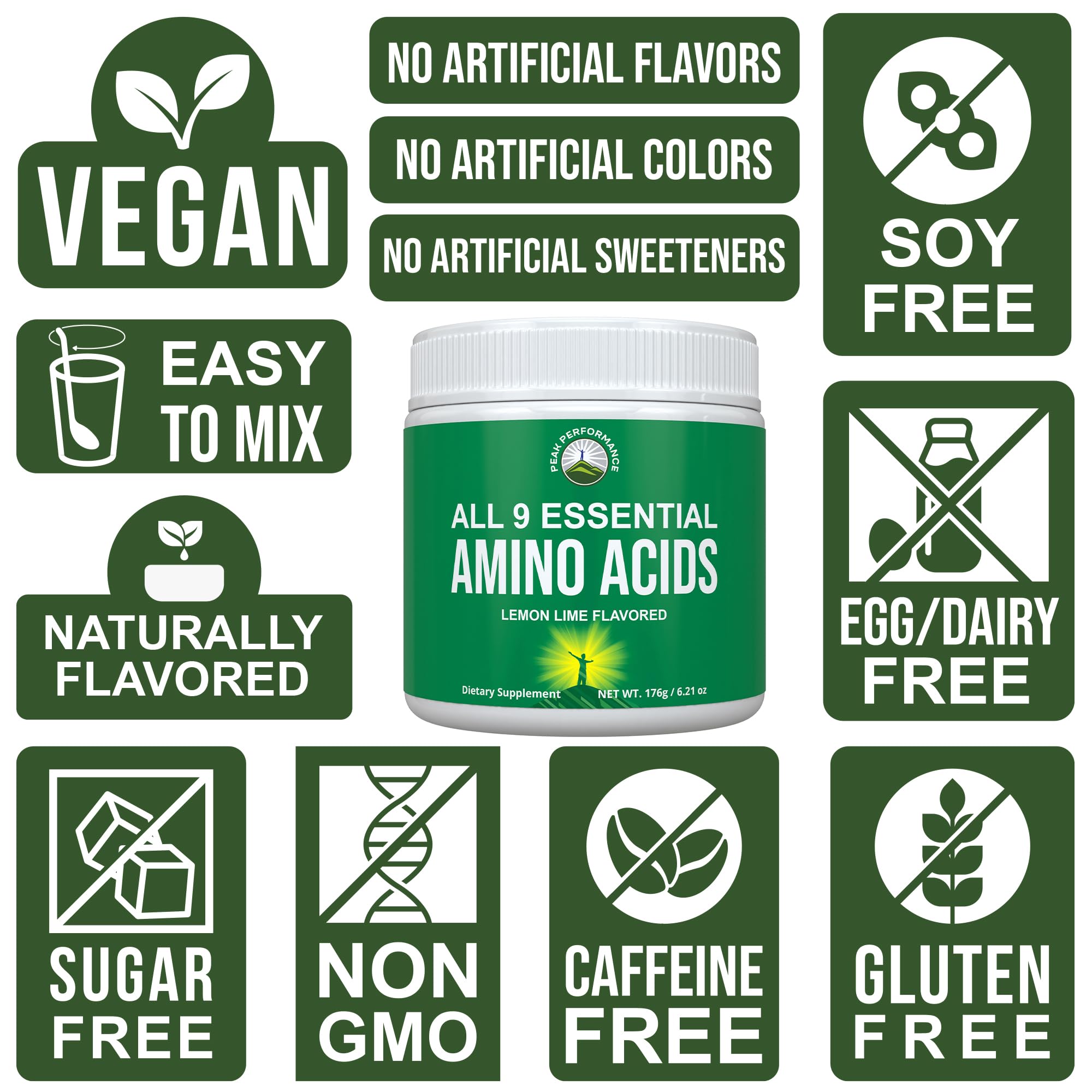 All 9 Essential Amino Acids Powder. Pre + During + Post Workout with EAAs + BCAAs for Energy, Muscle Growth, and Recovery. Non-GMO BCAA and EAA Powders for Men + Women. 3rd Party Tested. Lemon Lime Peak Performance uk supplements