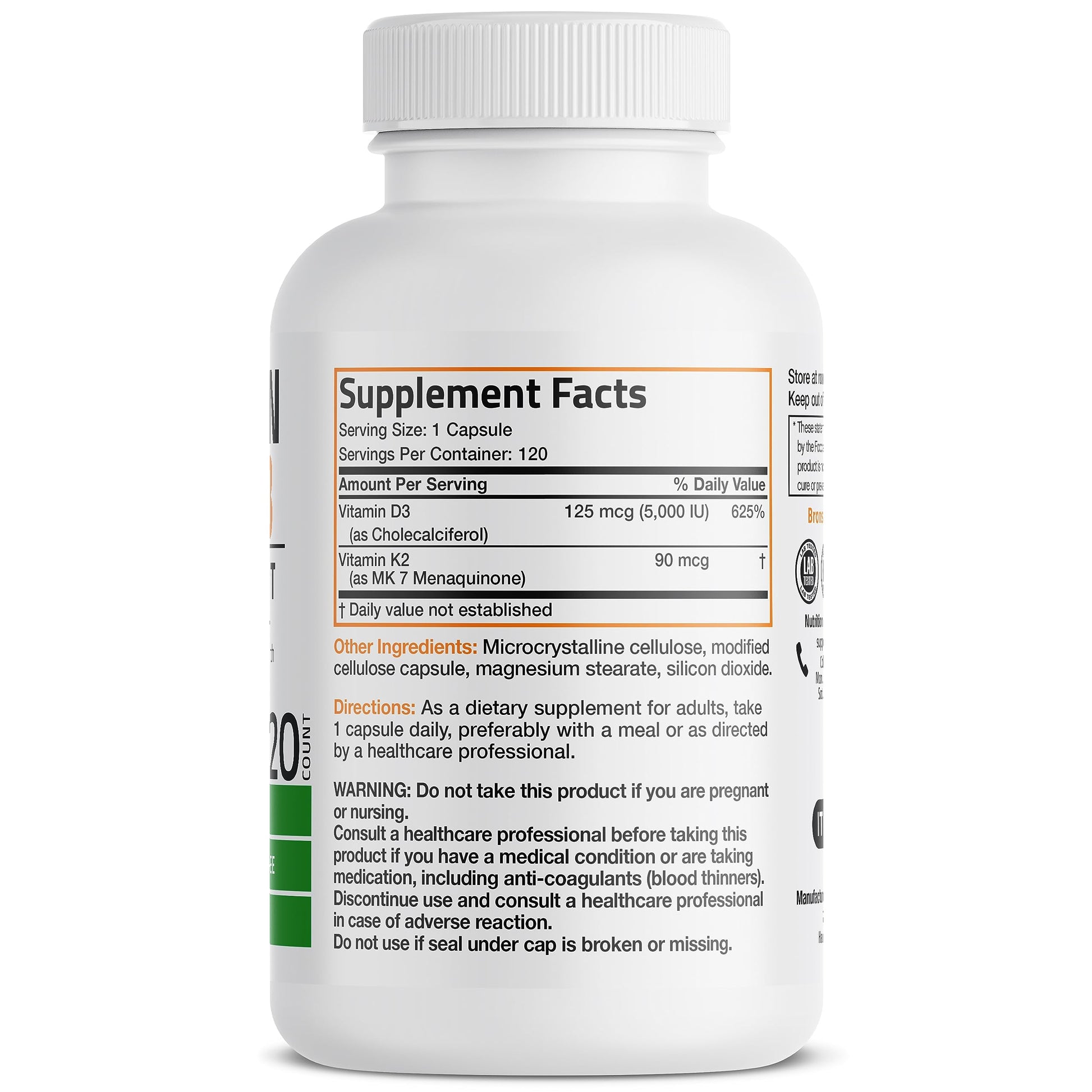 Bronson Vitamin K2 (MK7) with D3 Supplement Non-GMO Formula 5000 IU Vitamin Bronson uk supplements