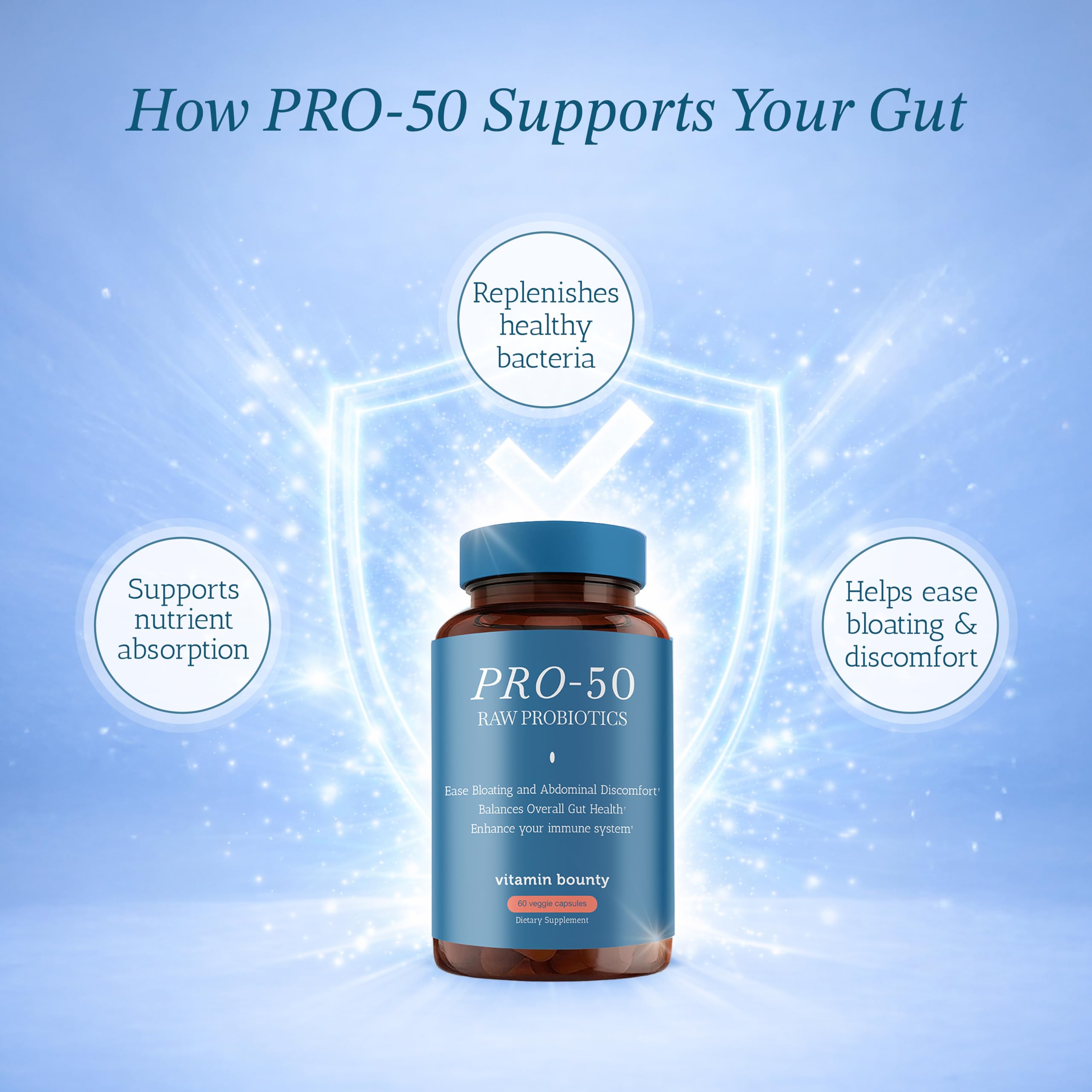 Vitamin Bounty Pro-50 Probiotics 50 Billion CFU for Women & Men - 13 Multi Strain Probiotic + Prebiotic - Digestive Health Supplements for Gut Health Support - Delayed Release Capsules for Men & Women Vitamin Bounty uk supplements