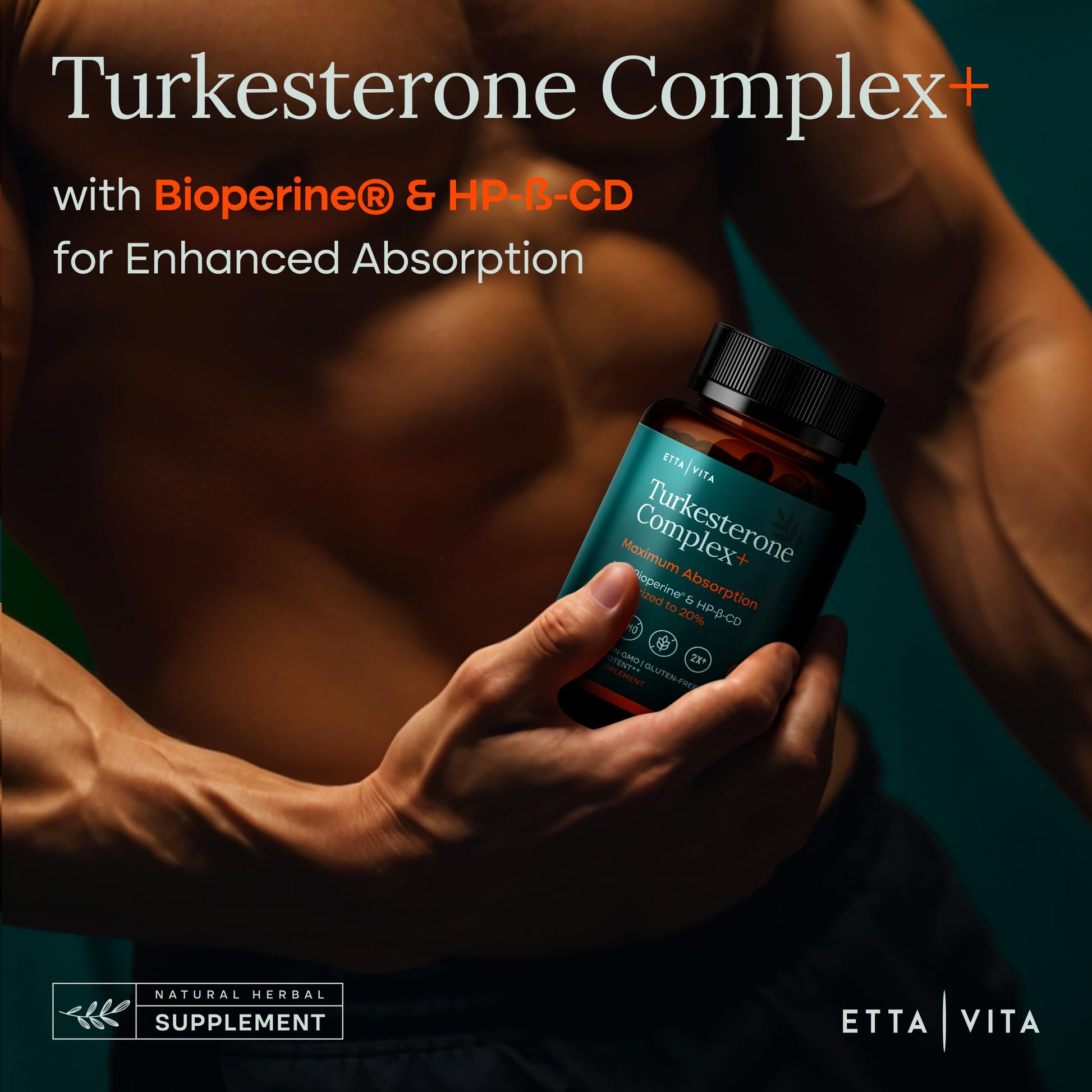 Potent Turkesterone Supplement, 2X Pure (Made in USA - 3rd Party Tested) Most Bioavailable and Natural Test Support Supplement, Supports Energy Lean Muscle Health, Recovery and Stamina, Vegan (60ct) Etta Vita uk supplements