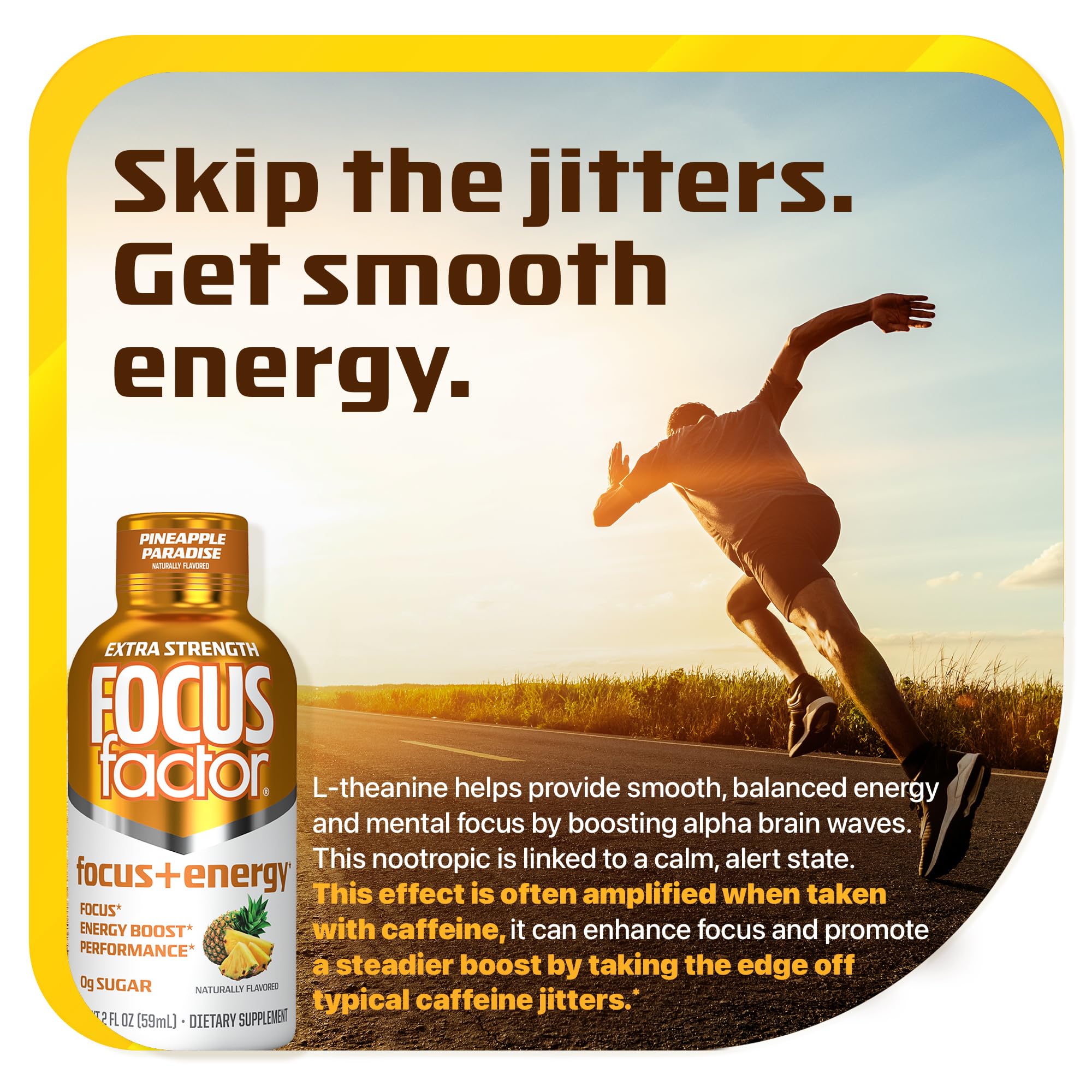 Focus Factor Extra Strength Focus + Energy Shots - 12 x 2oz Bottles (Pineapple Paradise Flavor) - Powered by Nootropics with Caffeine, L-Theanine, Ginkgo, Bacopa, L-Tyrosine, Alpha GPC Focus Factor uk supplements