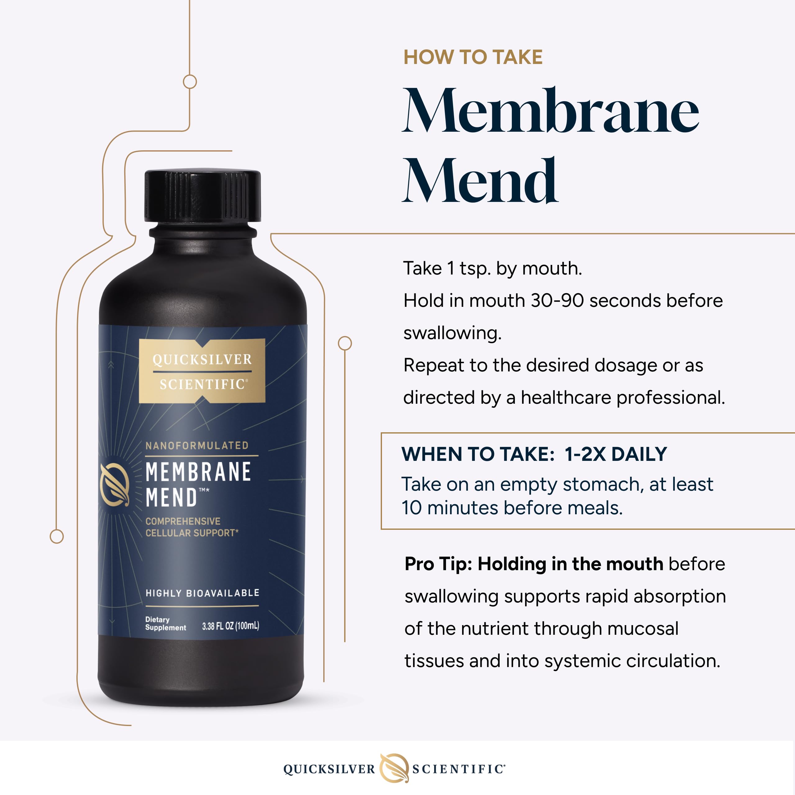 Quicksilver Scientific Membrane Mend - Brain, Cellular & Healthy Aging Support with Phosphatidyl Choline (PC), Vitamin E Tocotrienols, Ahiflower Oil & Astaxanthin Supplements (3.38oz / 100ml) Quicksilver Scientific uk supplements