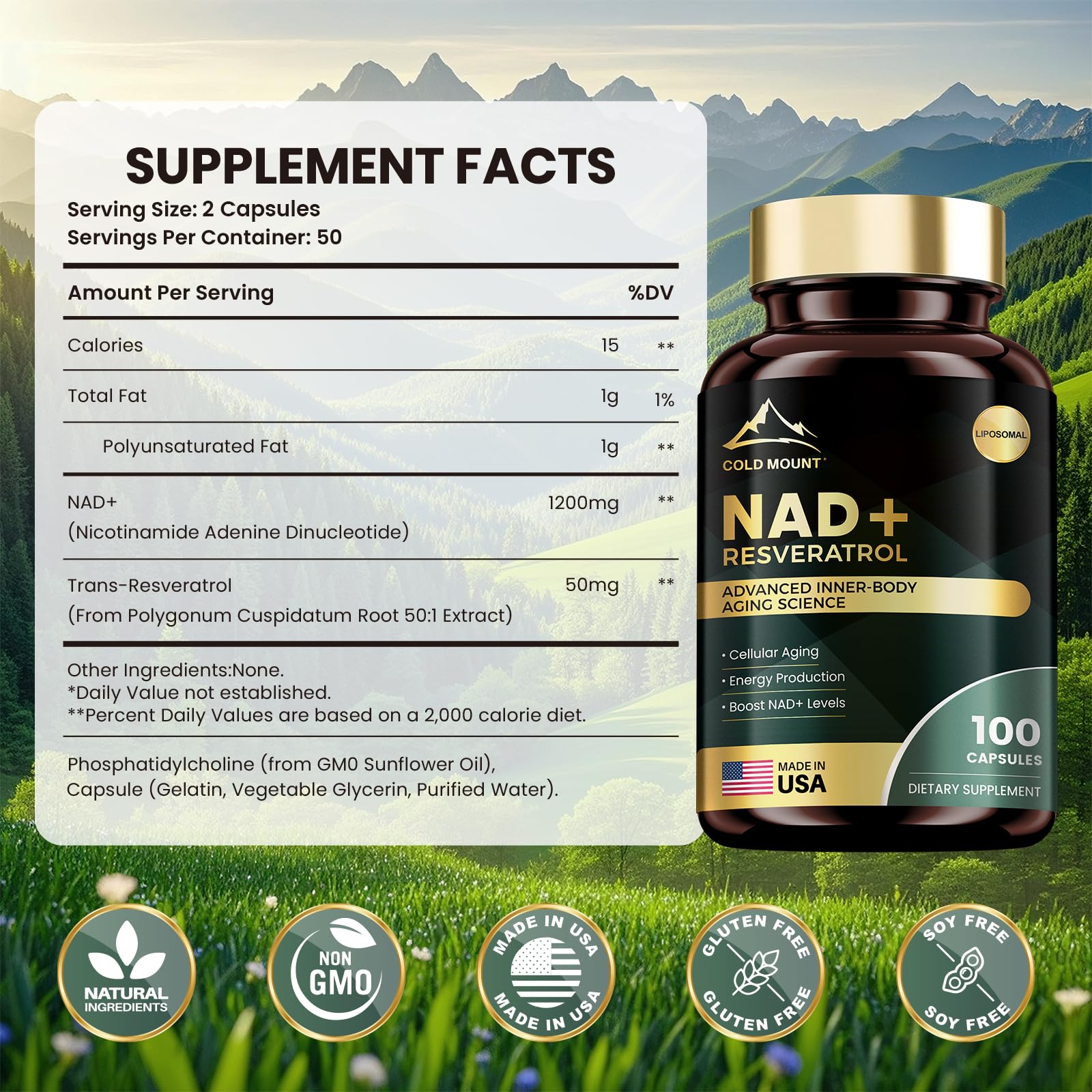 MEGNETA Liposomal NAD+ Supplement 1200mg with Trans Resveratrol - Boost NAD+ Levels, Energy & Anti-Aging Support - Vegan, 100 Capsules MEGNETA uk supplements