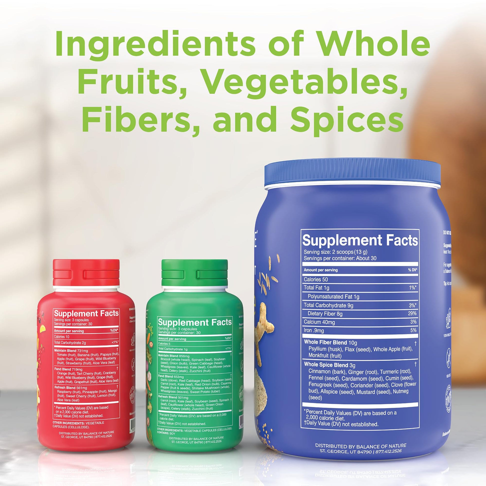 Balance of Nature Whole Health System - Whole Food Fruits & Veggies and Fiber & Spice Supplements - 30 Servings Each Balance of Nature uk supplements