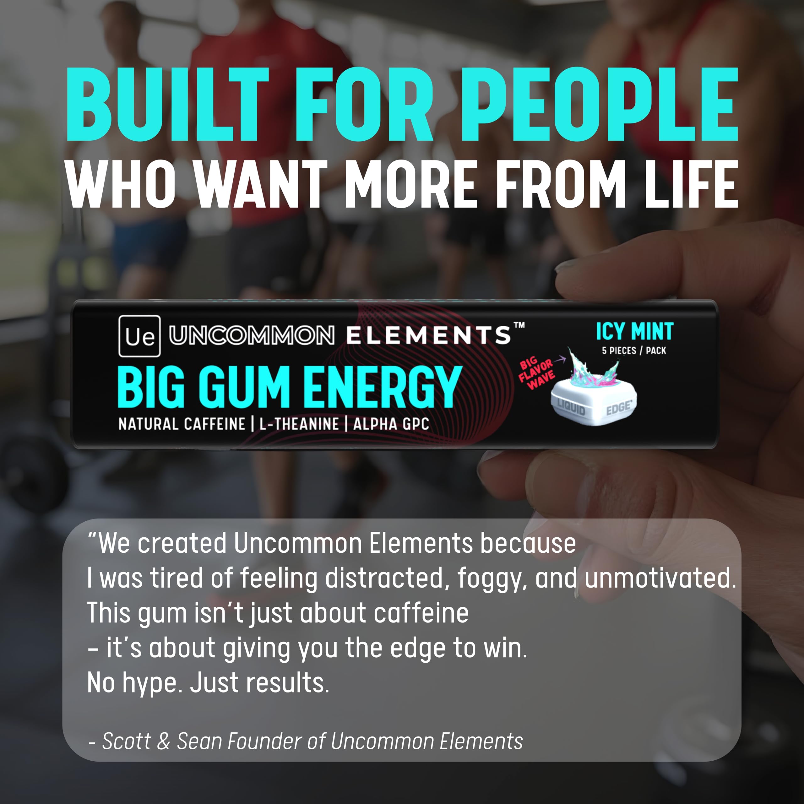 BIG GUM ENERGY & FOCUS – 80mg Caffeine + 40mg L-Theanine + 80mg Alpha GPC – Nootropic Chewing Gum for Focus, Energy & Execution – Icy Mint – 25 Pieces (5 Packs) Gym & Work Execution. UNCOMMON ELEMENTS uk supplements