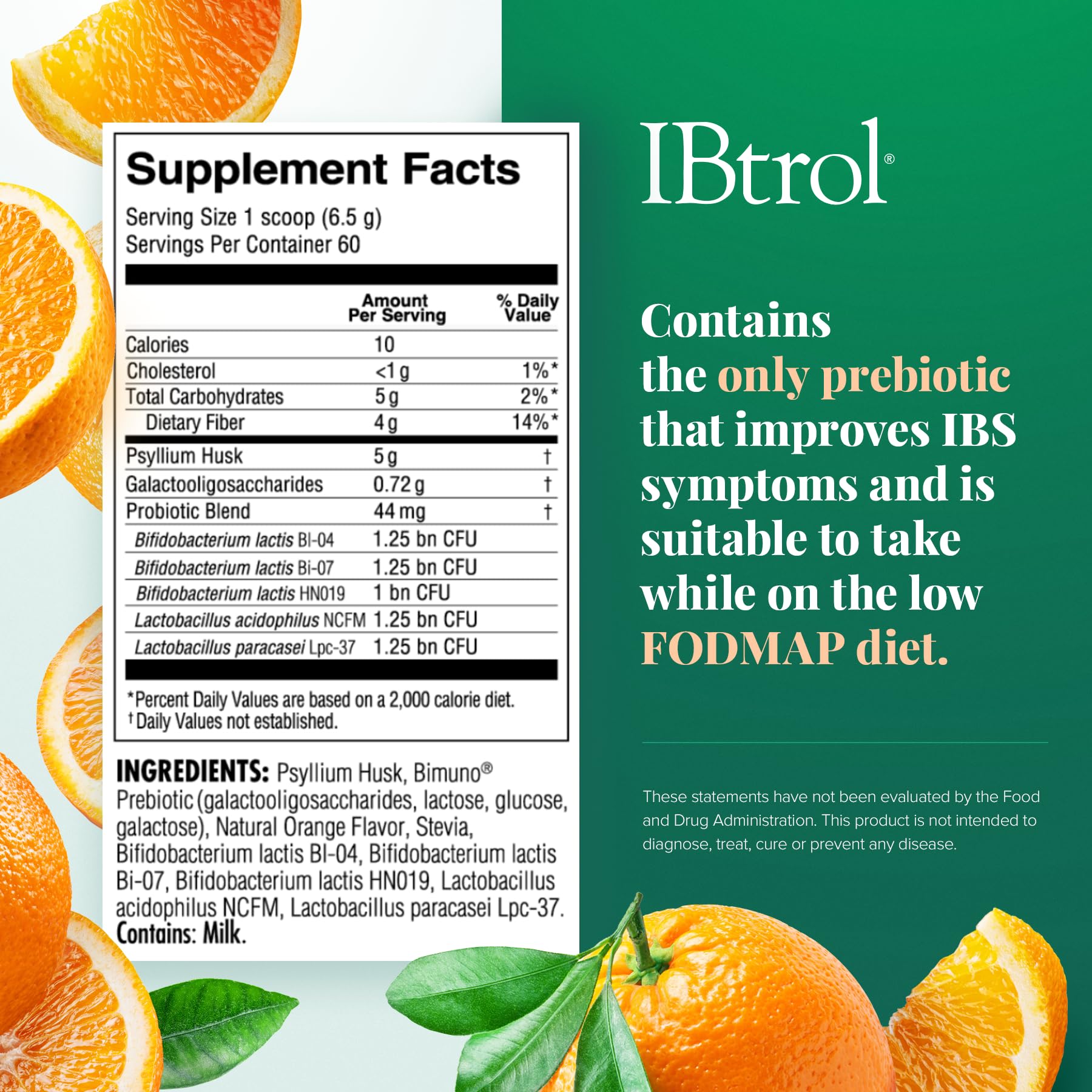 IBtrol® 3–in–1 IBS Gut Health Supplement with Psyllium, Prebiotic and Probiotics, Manages IBS Symptoms, Gas, Bloating, Diarrhea, Constipation, Abdominal Pain 60 Servings (Natural Orange Flavor) Medtrition uk supplements