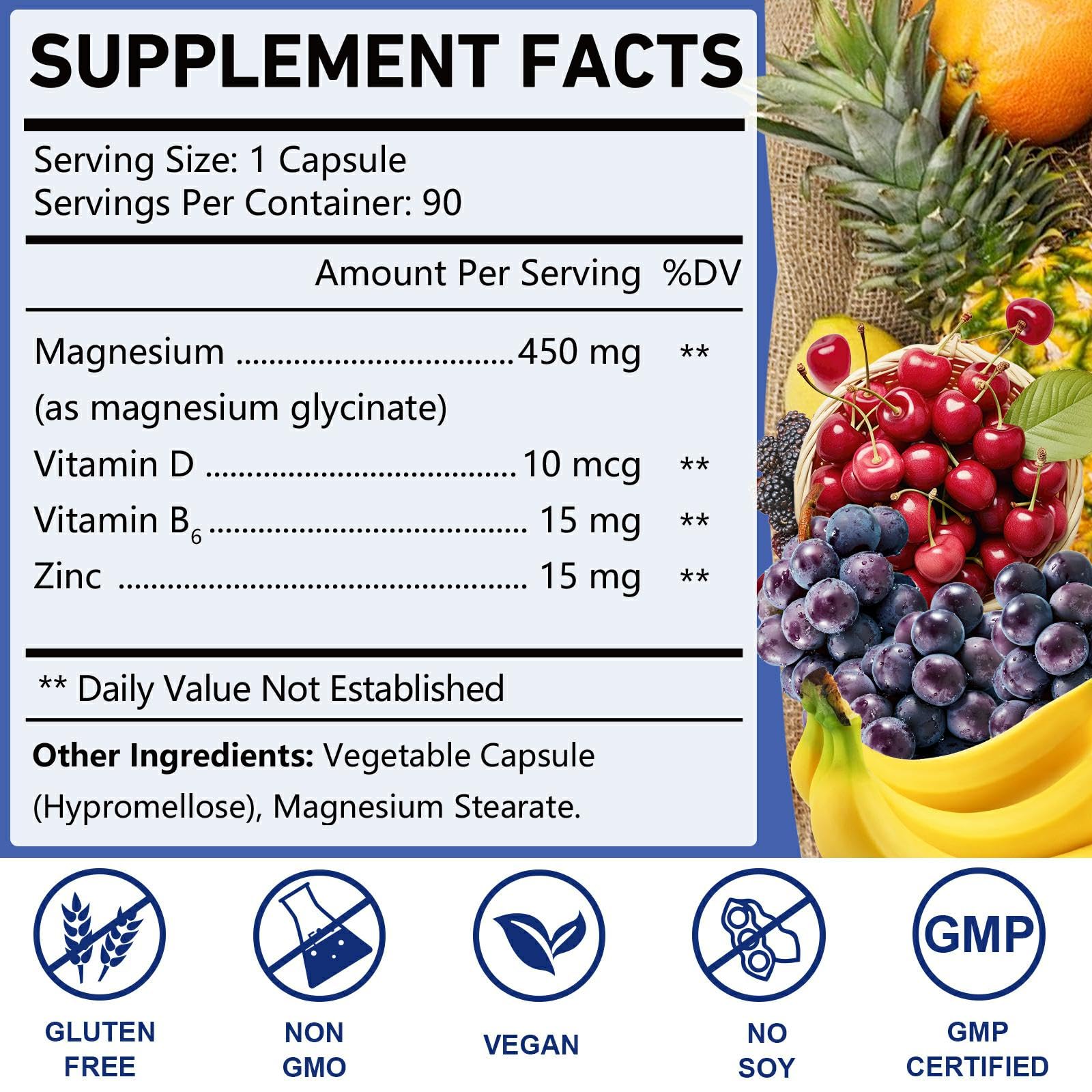 OMOGS High Absorption Magnesium Glycinate, for Supporting Sleep, Muscle Relaxation, Heart Health & Bone Health, Gluten Free, Non-GMO, 90 Vegetarian Capsules OMOGS uk supplements