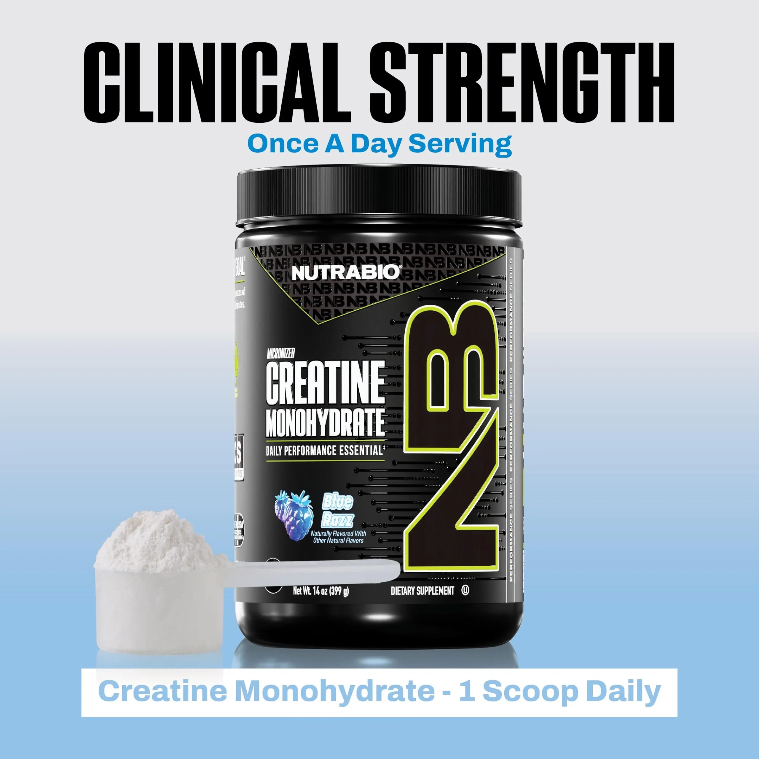 NutraBio Pure Micronized Creatine Monohydrate Powder Supplement, Blue Razz (300 g) - Supports Bulk Muscle Energy, Recovery, and Strength - HPLC Tested Creatine Powder Supplement for Men and Women NutraBio uk supplements