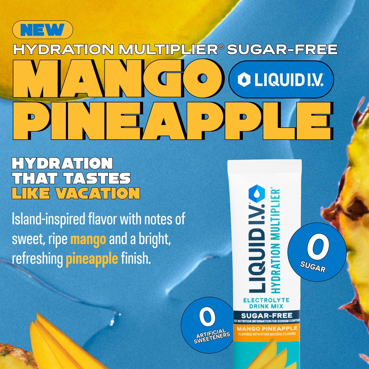 Liquid I.V.® Hydration Multiplier Sugar-Free - Mango Pineapple | Electrolyte Powder Drink Mix | 1 Pack (14 Servings) Liquid I.V. uk supplements
