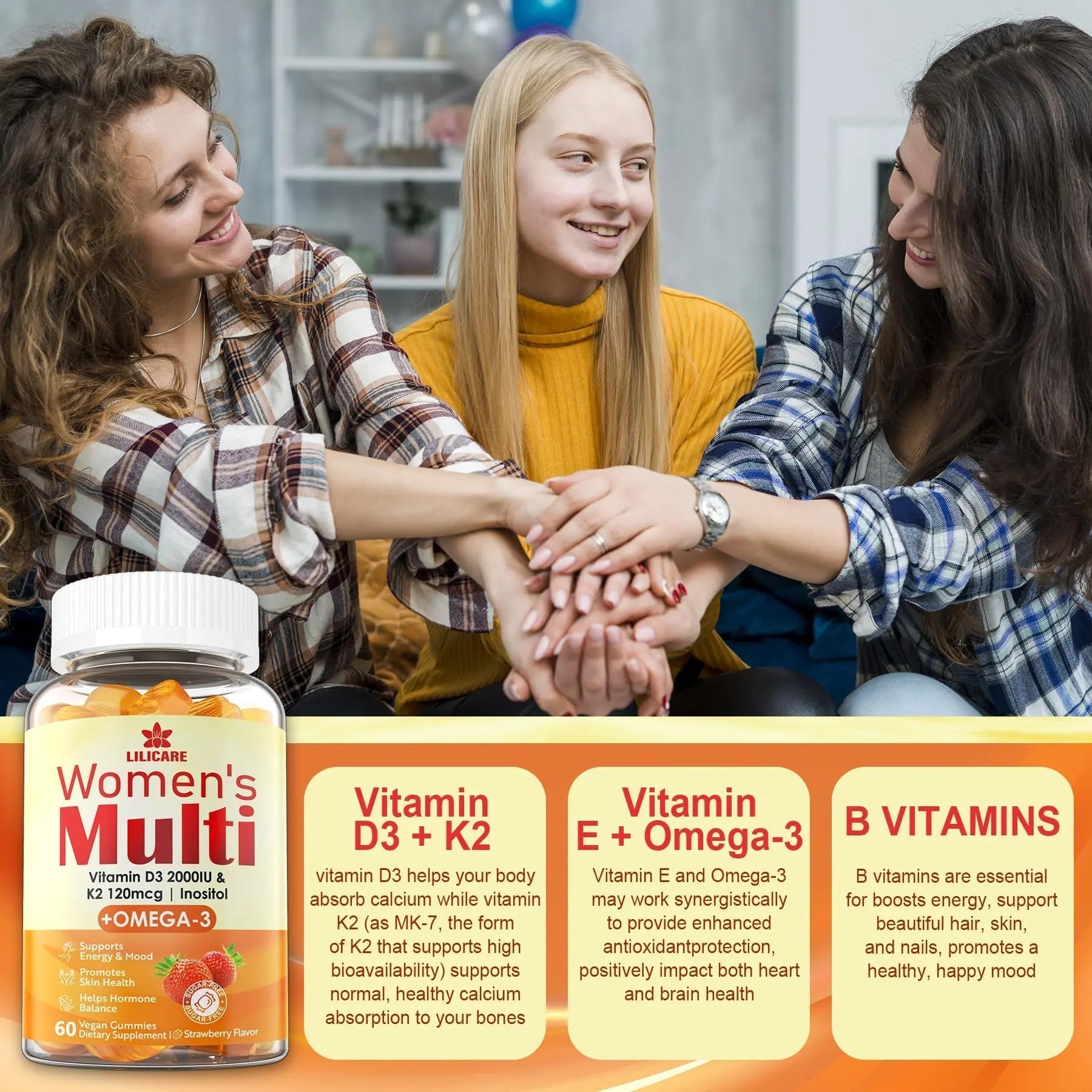 LILICARE Womens Multivitamin Gummies Vegan Omega3 Gummies 1280mg LILICARE uk supplements
