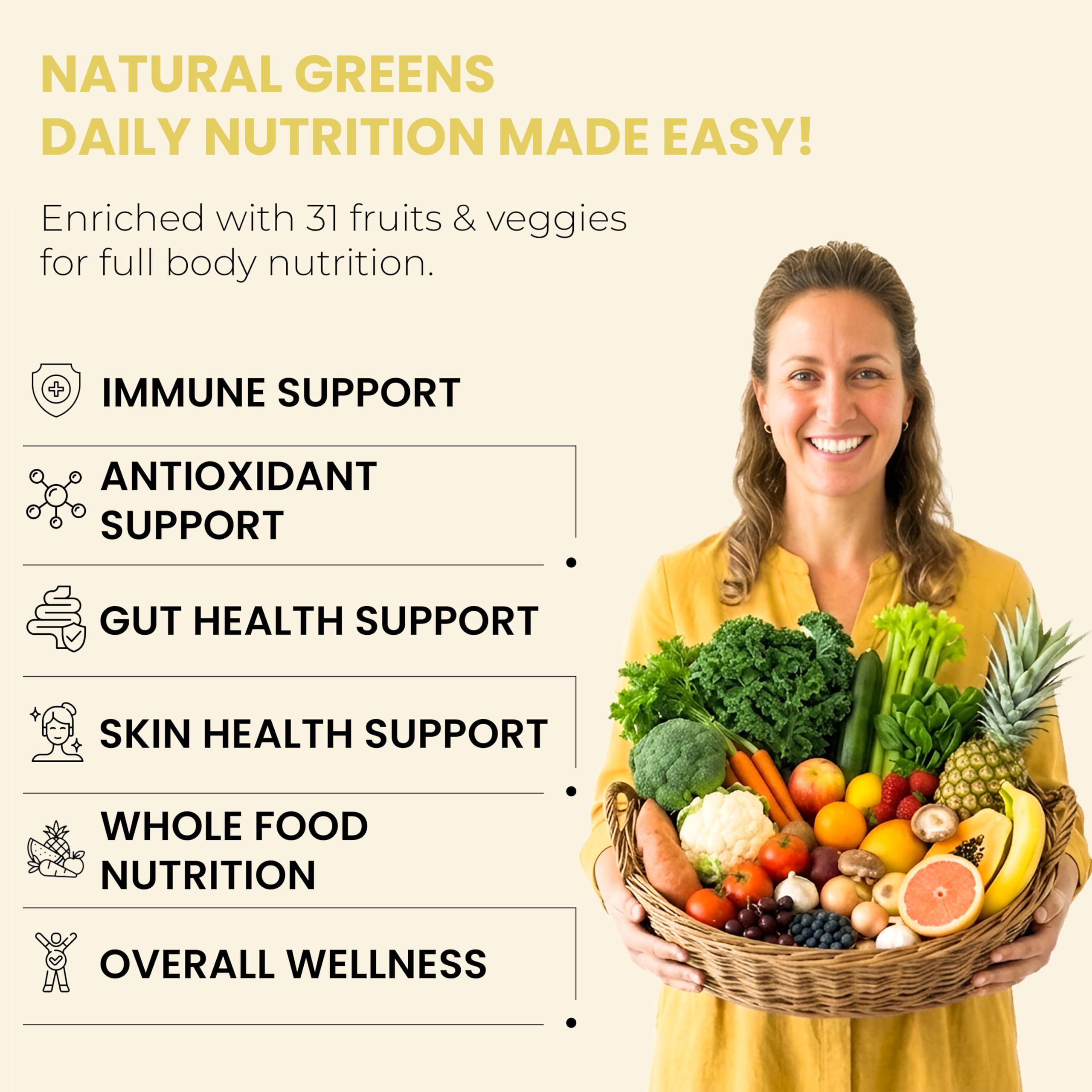 Fruits and Veggies Whole Produce Dietary Supplement with Superfood Fruits and Vegetables for Men, Women and Kids, 90 Fruit Capsules, 90 Veggie Capsules - 1 Set NATURAL GREENS uk supplements
