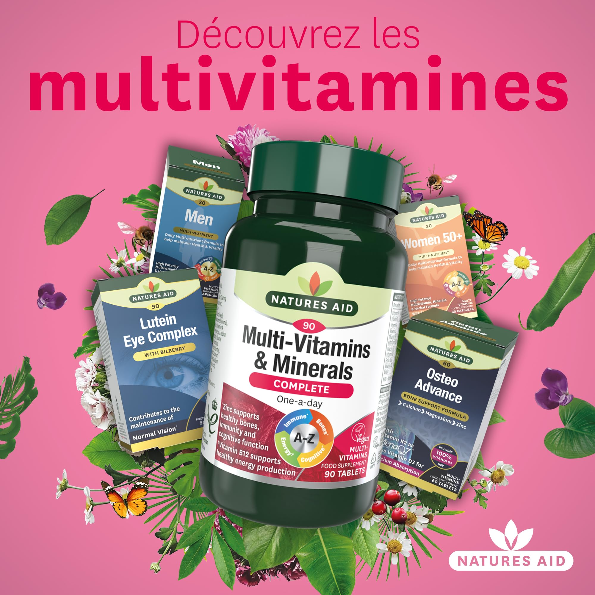Natures Aid Multivitamins and Minerals, 90 Count (Pack of 1), (Packing may vary) natures aid uk supplements
