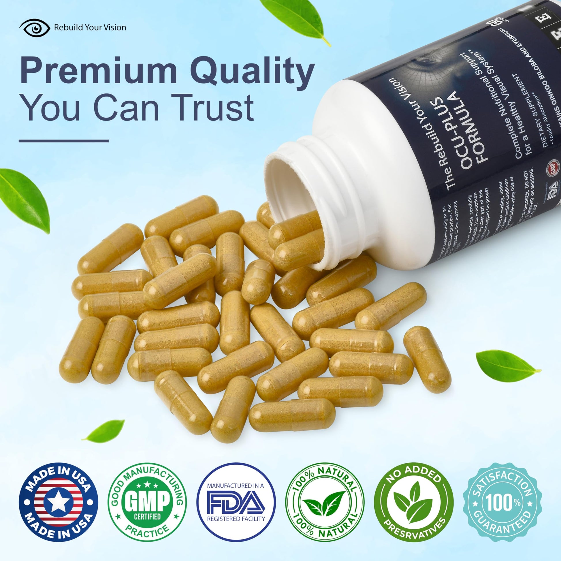 Rebuild Your Vision Ocu-Plus Formula – Eye Health Supplement with Lutein & Zeaxanthin – Supports Visual Clarity, Night Vision & Macular Health – with Bilberry, Ginkgo Biloba & NAC – 60 Capsules Rebuild Your Vision uk supplements