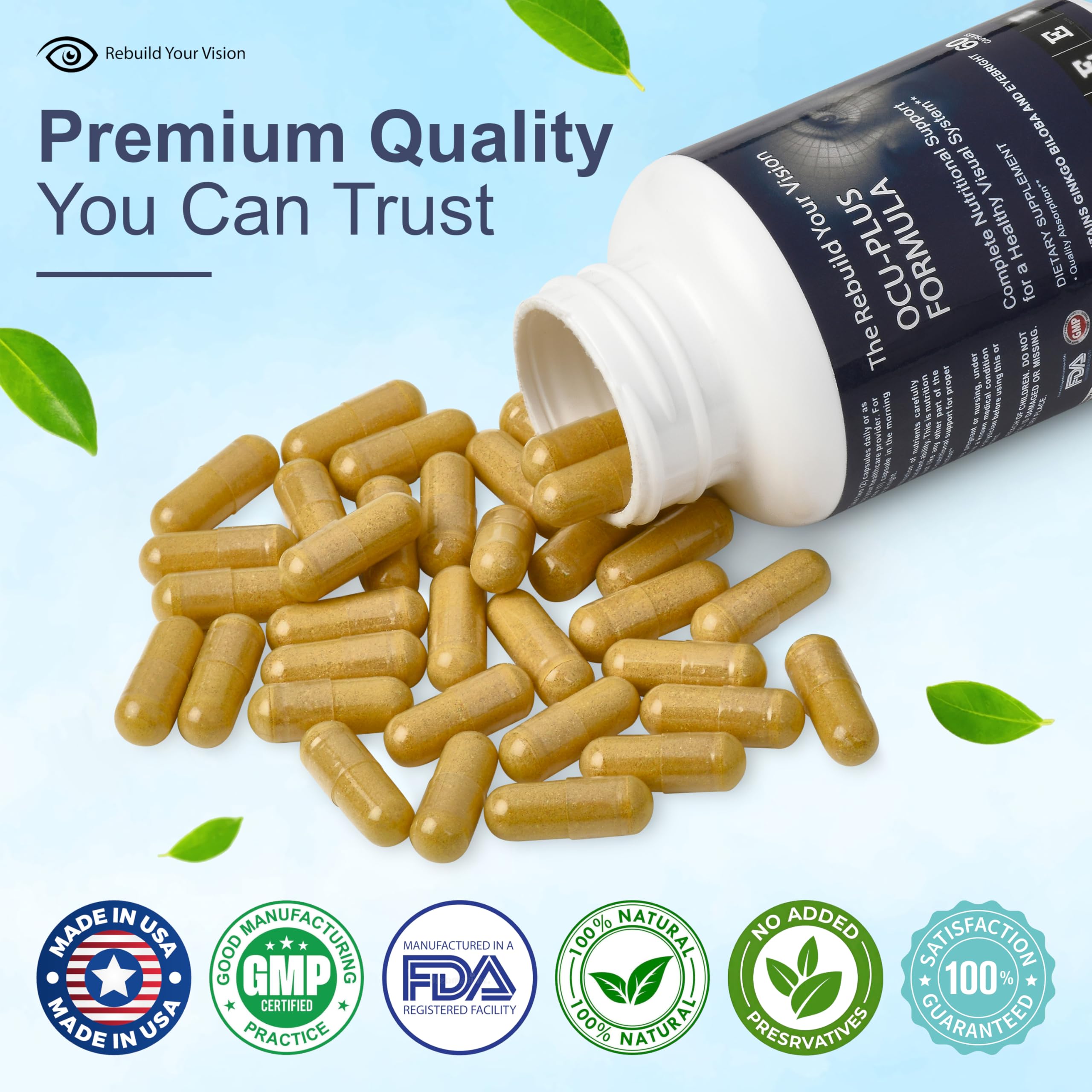 Rebuild Your Vision Ocu-Plus Formula – Eye Health Supplement with Lutein & Zeaxanthin – Supports Visual Clarity, Night Vision & Macular Health – with Bilberry, Ginkgo Biloba & NAC – 60 Capsules Rebuild Your Vision uk supplements