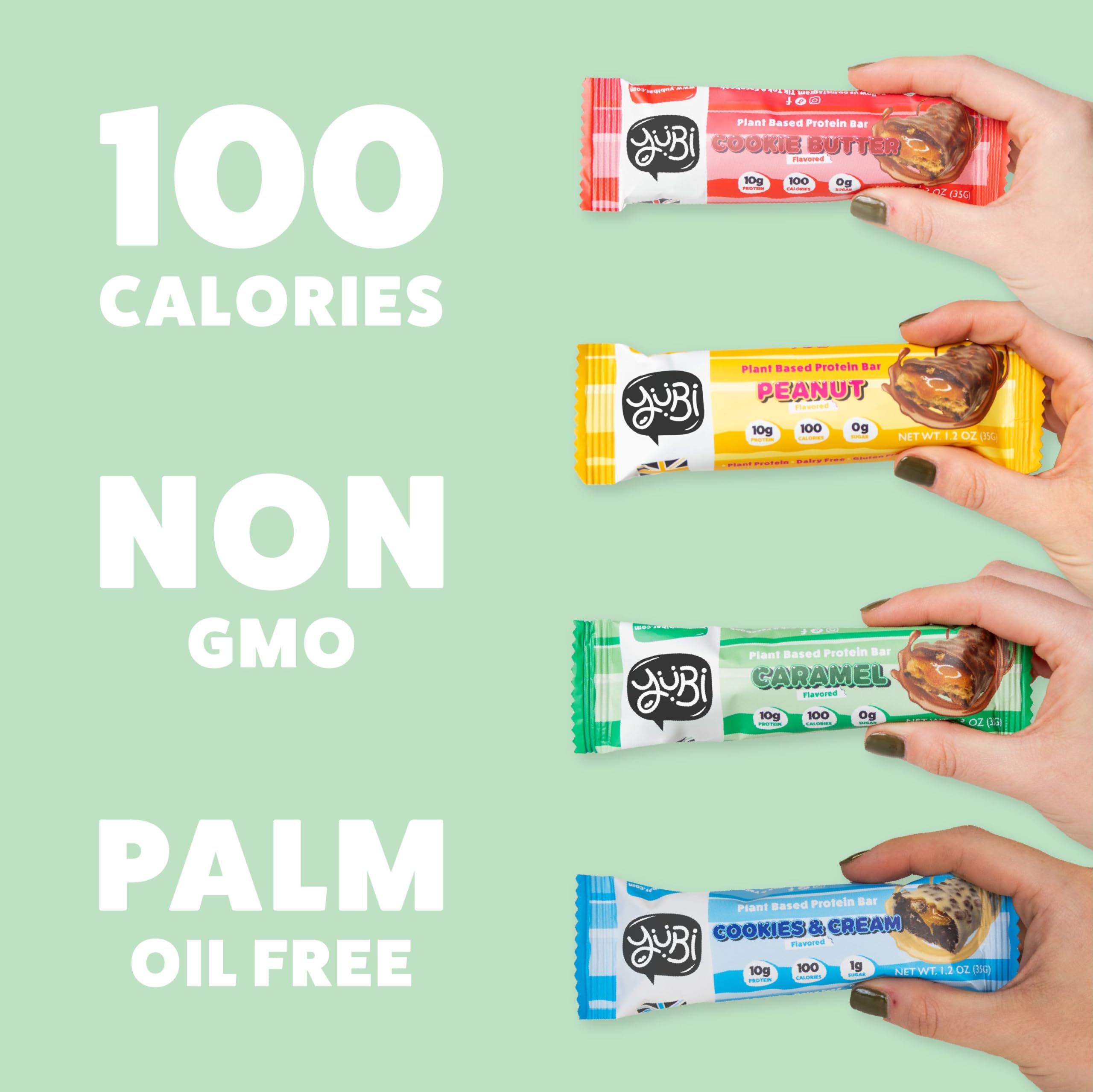 YuBi Bars - Protein Bars - 12 Bar Variety Pack - 100 Calories, 10g of Protein, Low Sugar, Low Carb, Palm Oil Free/Non-GMO, Gluten Free, Dairy Free, Healthy Snack, Non-GMO - 14.8oz (12 Pack, Variety Box) Yubi Bar uk supplements