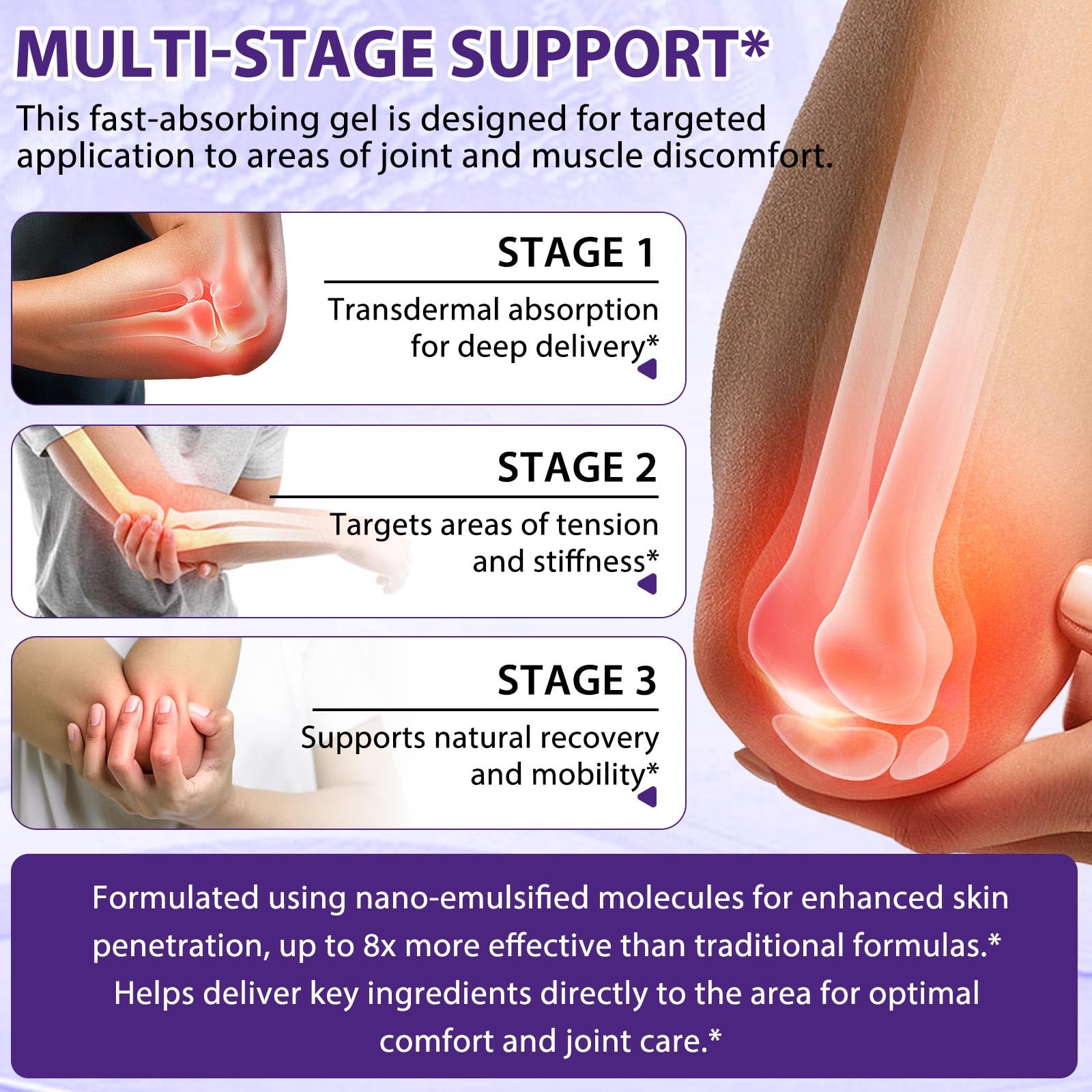 Soothing Massage Gel - Joint Massage Purple Gel, Natural Ingredients & Fast-Absorbing for Soothing Joint, Shoulder, Knee, Back & Muscle Stiffness GTZSXNP uk supplements