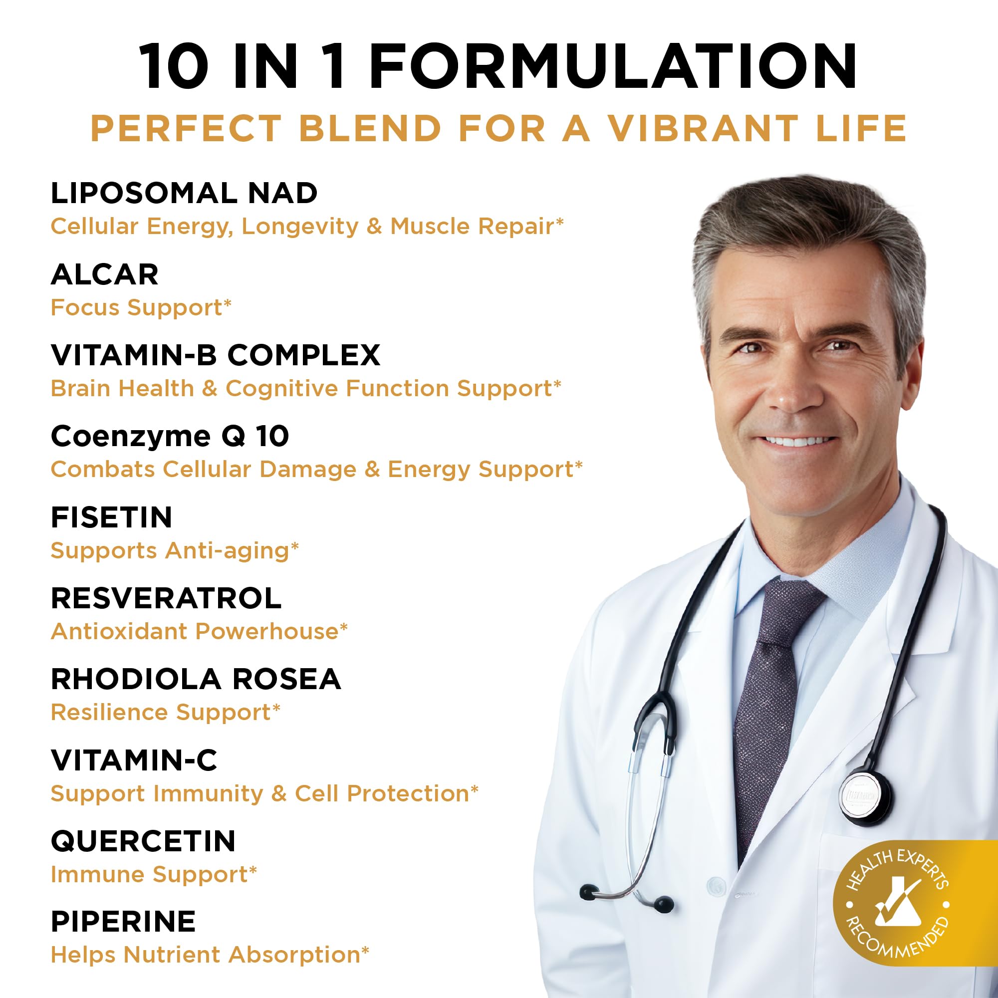 NAD+ Supplement Liposomal Capsules - Max Absorption for Cellular Energy, Healthy Aging, Brain Function & DNA Health - Vegan, Non-GMO, Gluten-Free Supplement - 60 Capsules - Supports NAD Levels AuroraSynth uk supplements