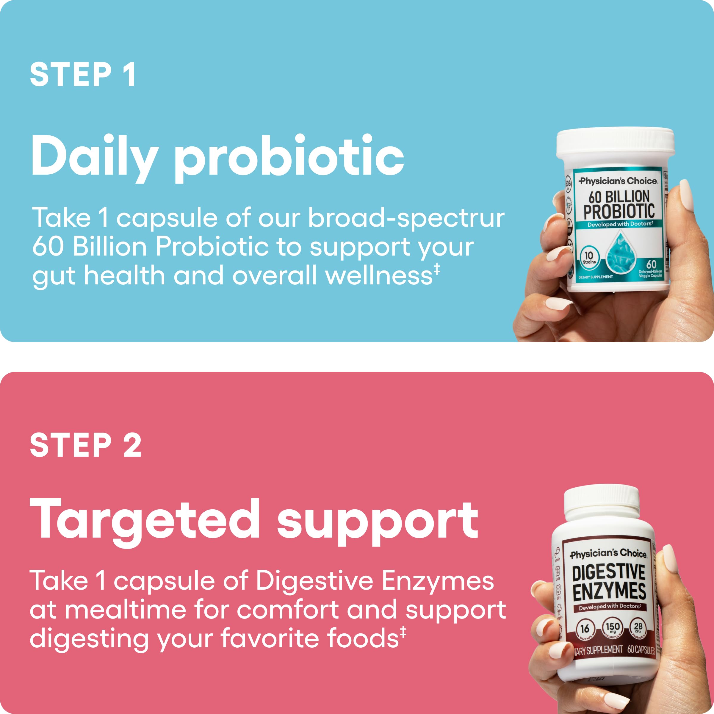 Physician's CHOICE Advanced Gut Health Bundle: 60 Billion Probiotics 30ct + Digestive Enzymes 60ct for Digestive, Gut, and Immune Health Supports Occasional Constipation, Diarrhea, Gas, and Bloating Physician's CHOICE uk supplements
