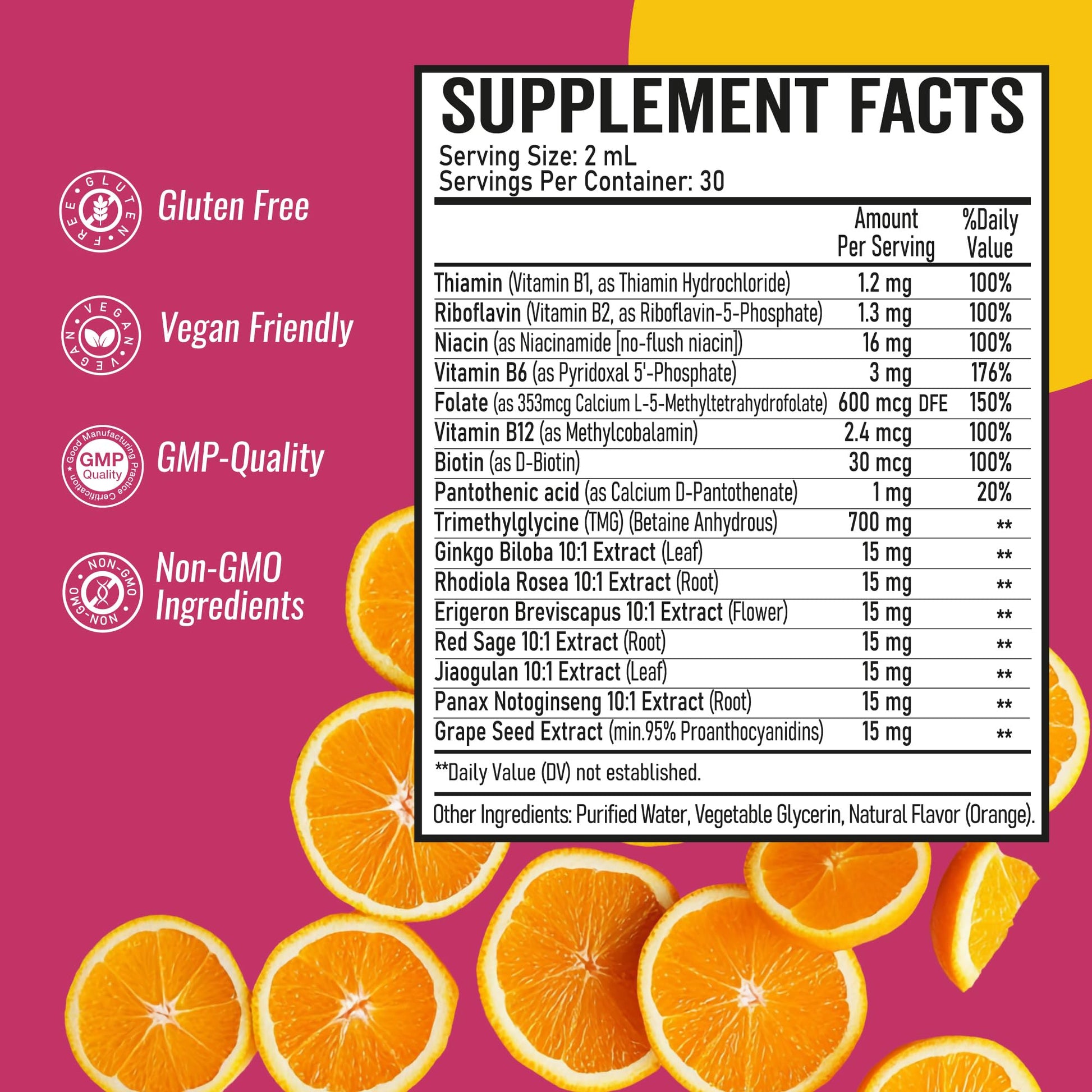 Optiwav TMG Trimethylglycine Liquid Drops - Betaine High Absorption Methylated Vitamins Supplement for Homocysteine Methylation & Heart Health Support - Orange Flavor Gluten Free Vegan - 2 fl oz Optiwav uk supplements