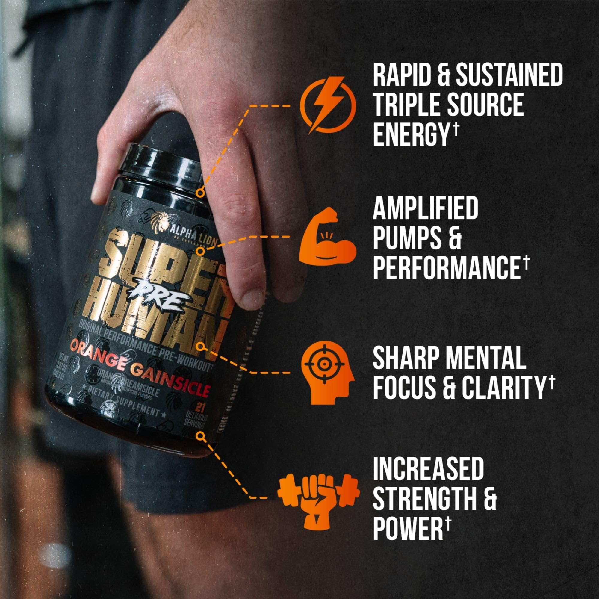 ALPHA LION Superhuman Pre Workout Powder, Beta Alanine, L-Taurine & Tri-Source ALPHA LION uk supplements