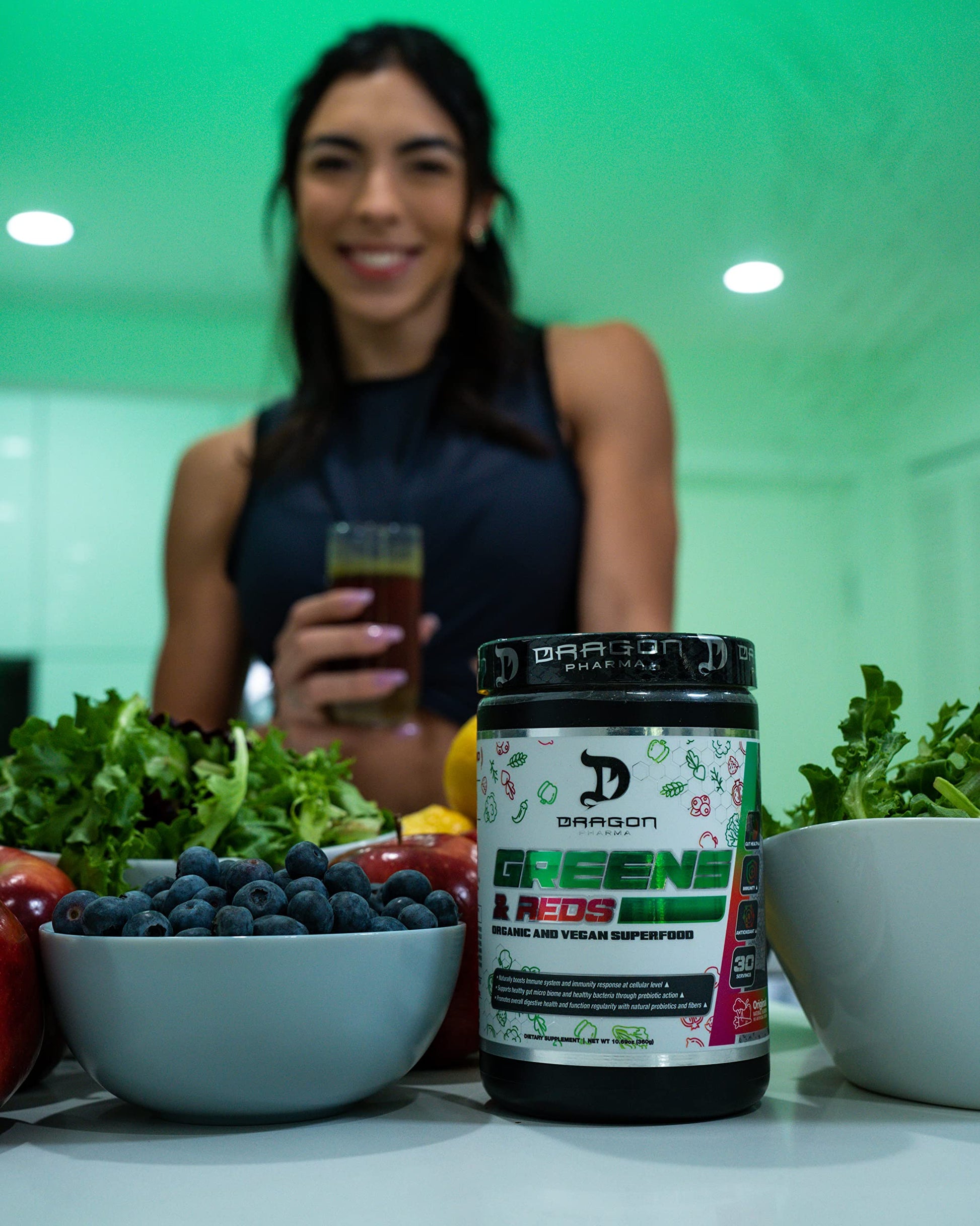 DRAGON PHARMA Greens and Reds, Over 23 Nutritious Superfoods, Reds and Vegetables, Optimal Health and Wellness (30 Servings, Original) DRAGON PHARMA uk supplements