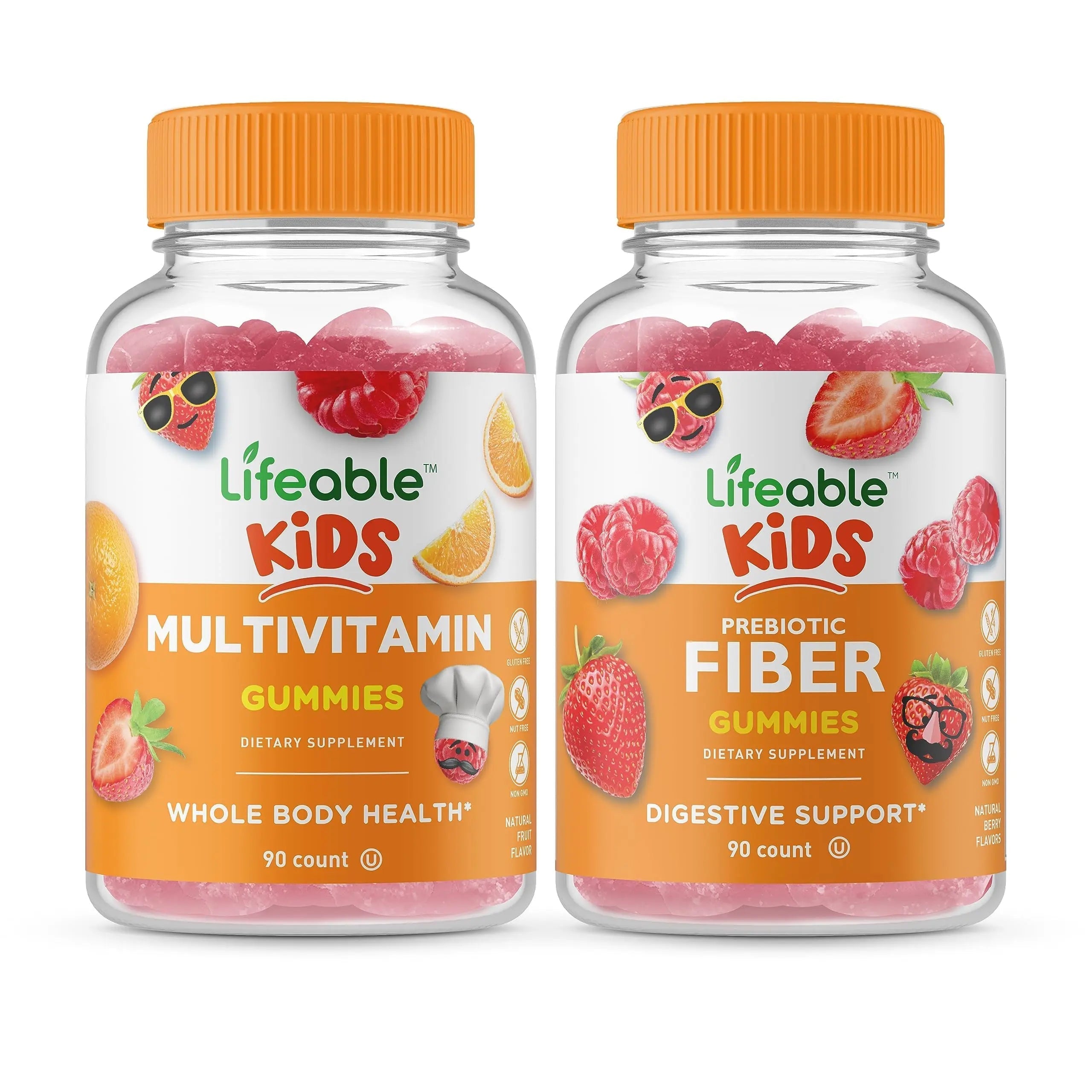 Lifeable Multivitamin Kids + Prebiotic Fiber Kids, Gummies Bundle - Great Tasting, Vitamin Supplement Lifeable uk supplements
