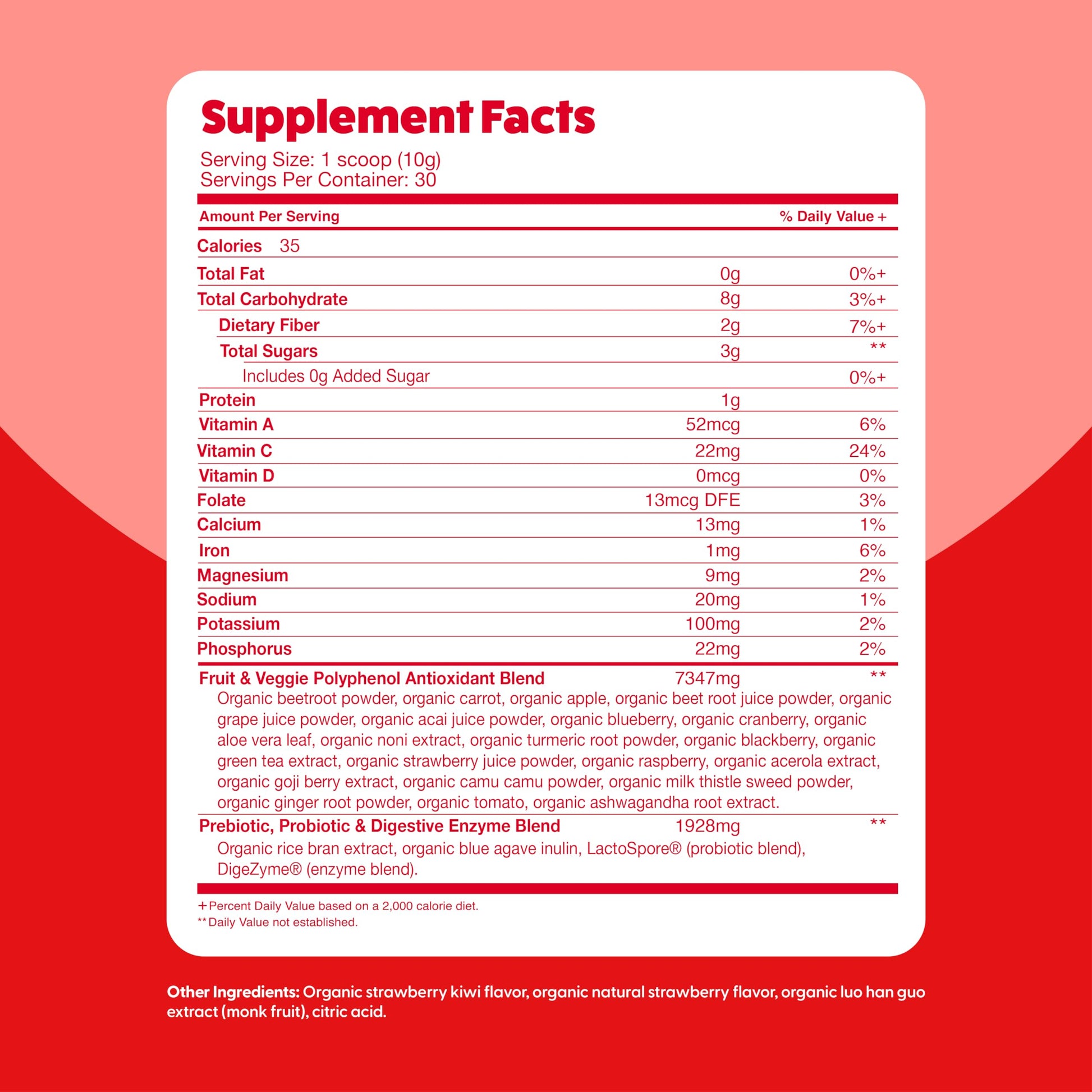 Feel Great Organic Superfood Reds Powder Packed with Beet Root Powder | Digestive Support Including Bloating Relief | Fruit and Veggie Polyphenols Supplement. The Feel Great Vitamin Company uk supplements