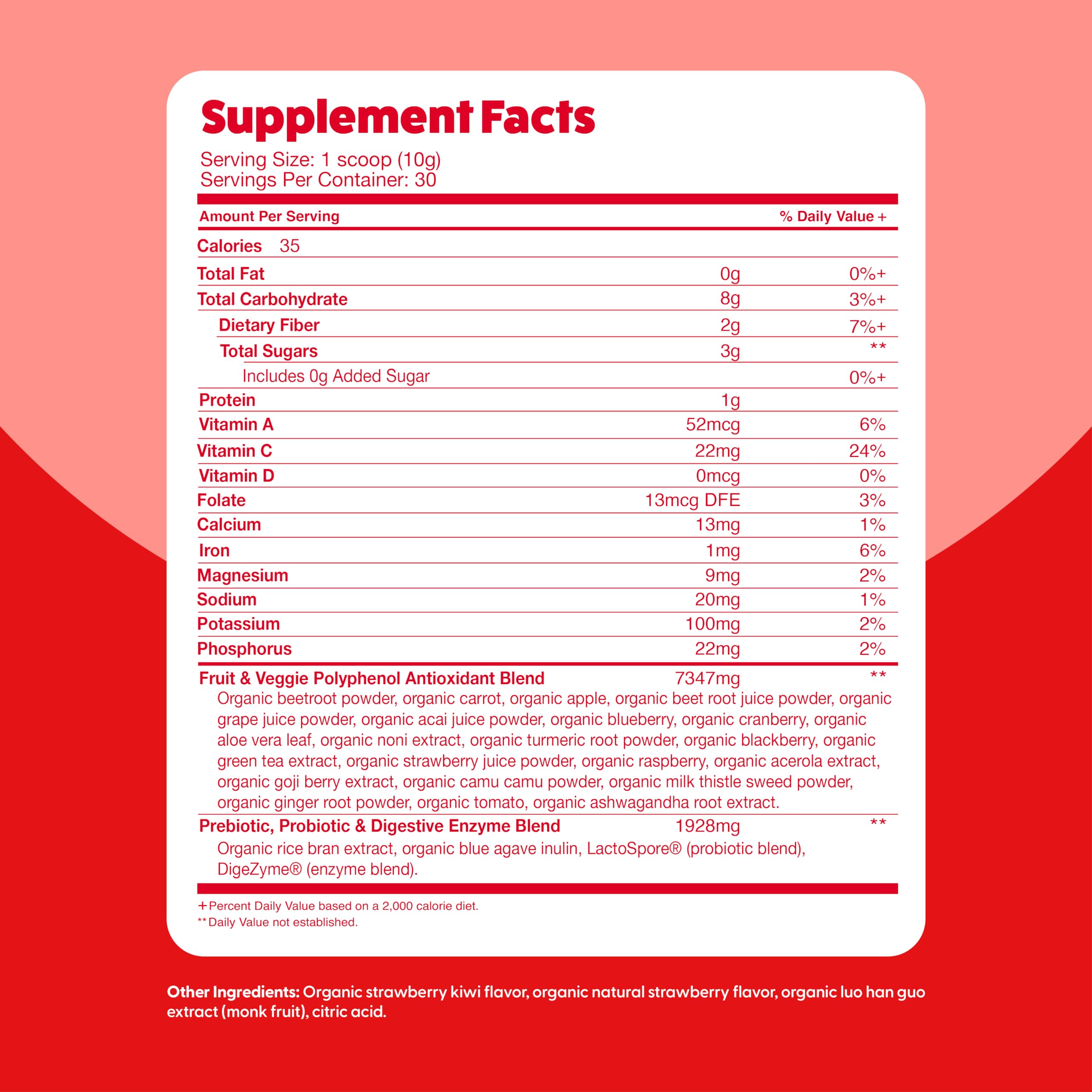 Feel Great Organic Superfood Reds Powder Packed with Beet Root Powder | Digestive Support Including Bloating Relief | Fruit and Veggie Polyphenols Supplement. The Feel Great Vitamin Company uk supplements