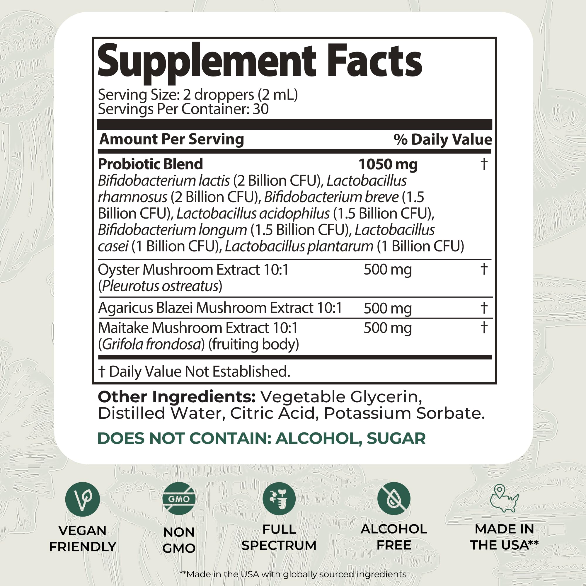 Auri Nutrition Super Mushroom Pre+Probiotic Elixir – 3-in-1 Gut Health Supplement w/7 Probiotic Strains, Prebiotic Mushrooms & Postbiotic Support – Vegan