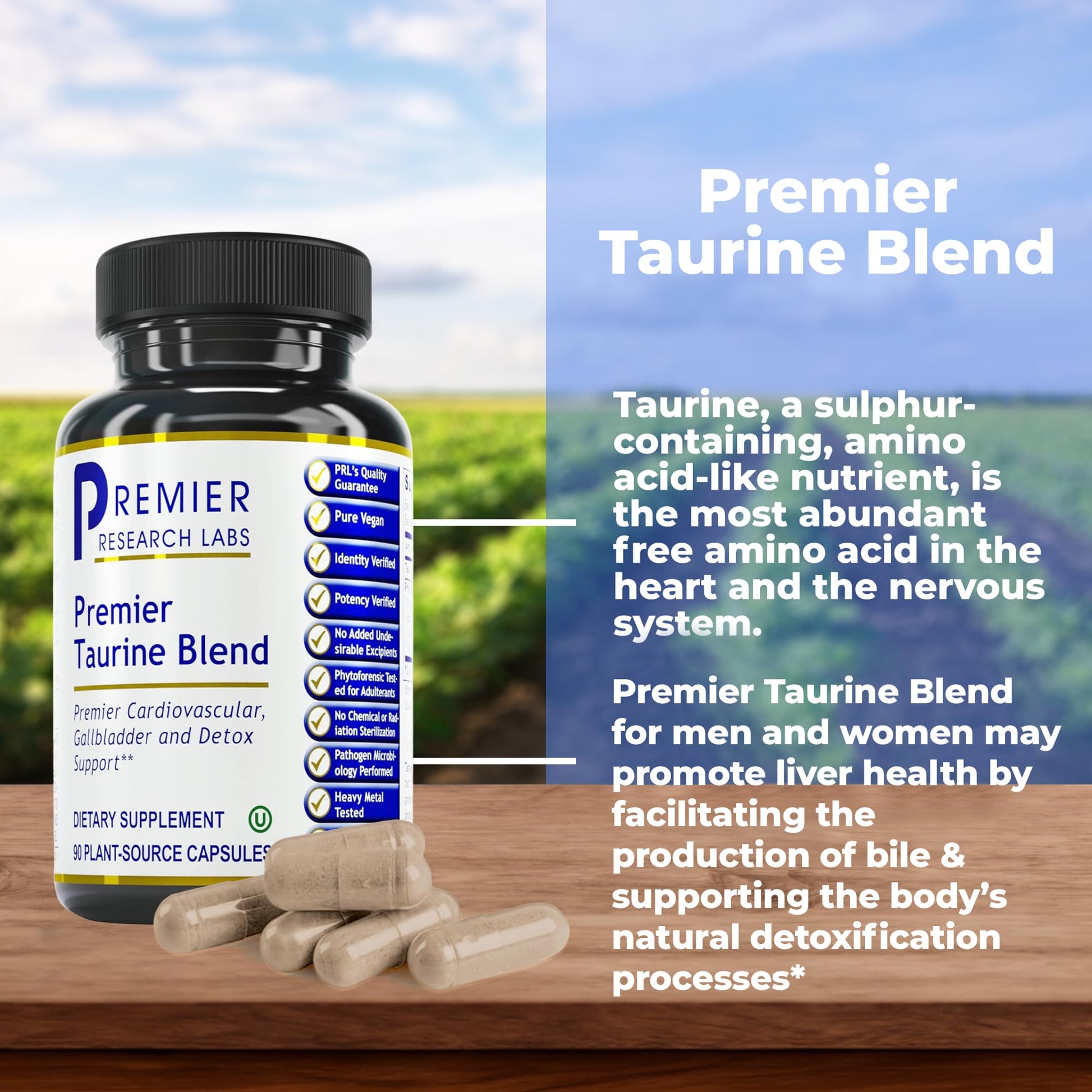 Premier Research Labs Taurine Blend - Taurine Supplement, Taurine Pills, L Taurine Amino Acid Supplement for Liver, Gallbladder, Brain & Heart Health, for Women & Men - 90 Vegetarian Capsules Premier Research Labs uk supplements