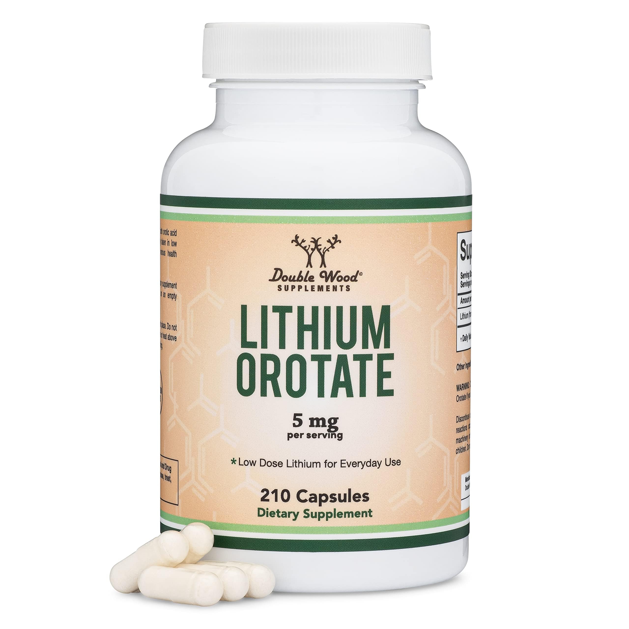 Lithium Orotate 5mg of Elemental Lithium for Cognition and Brain Health, 210 Capsules (Third Party Tested, Vegan Safe, Non-GMO) by Double Wood Supplements Double Wood Supplements uk supplements