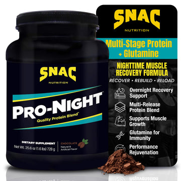 SNAC Pro-Night Protein Powder Blend - Quality Protein Powder for Men and Women, Nighttime Recovery, High Protein Supplement, Supports Muscle Repair, 26g Protein per Serving, Chocolate Flavor, 1.6 lbs SNAC uk supplements