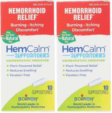 Boiron HemCalm Suppositories for Hemorrhoid Relief of Pain, Itching, Swelling or Discomfort - 10 Count (Pack of 2) Boiron uk supplements