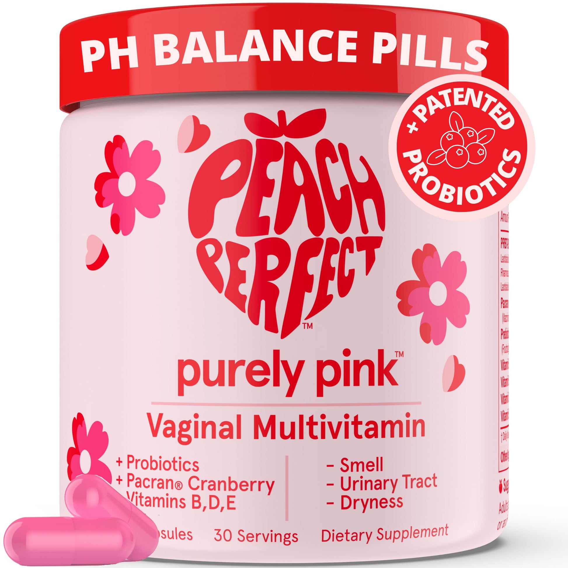 Purely Pink Prebiotic Probiotic Blend for Vaginal Health - Promote pH Balance, Healthy Flora and Odor Peach Perfect uk supplements