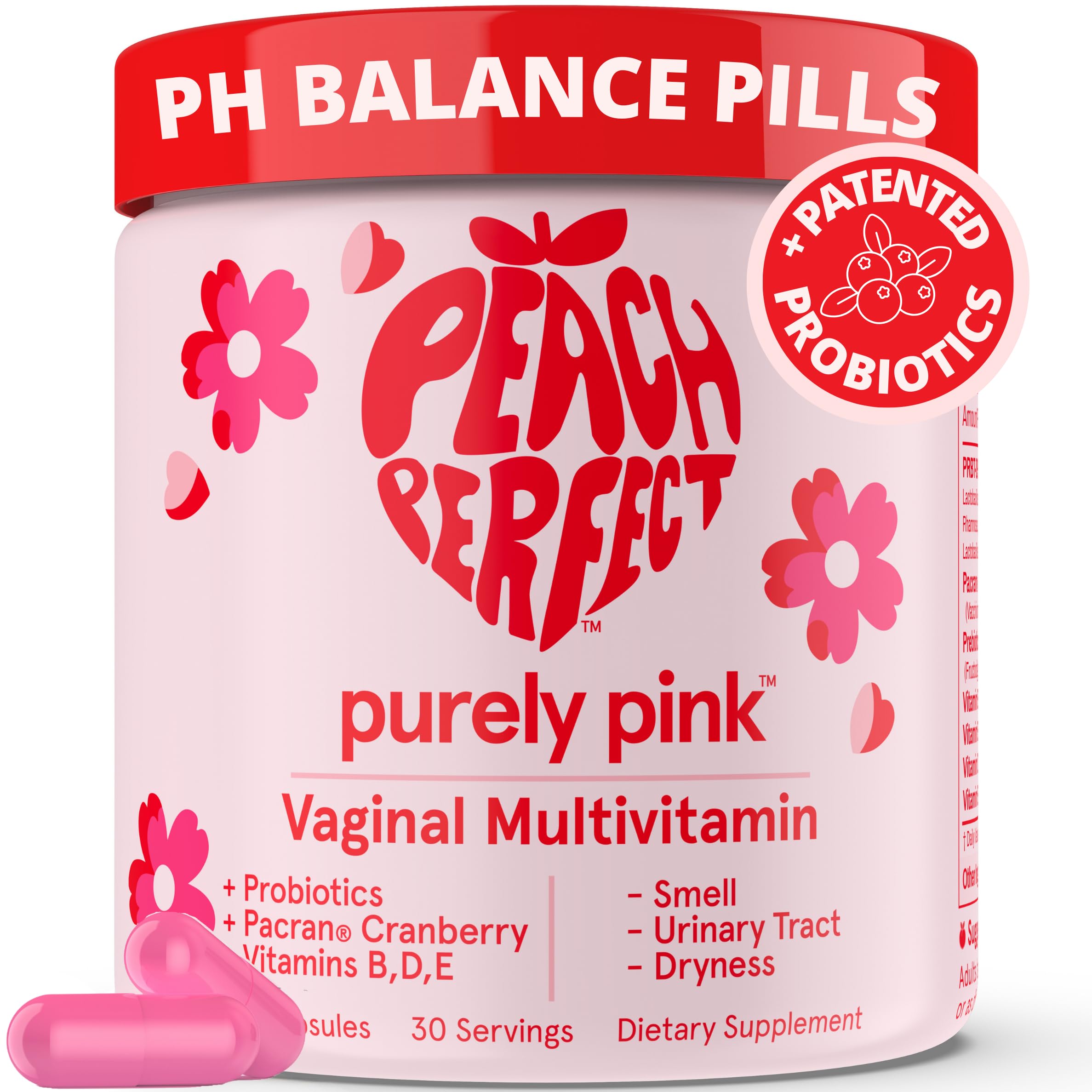 Purely Pink Prebiotic Probiotic Blend for Vaginal Health - Promote pH Balance, Healthy Flora and Odor Peach Perfect uk supplements